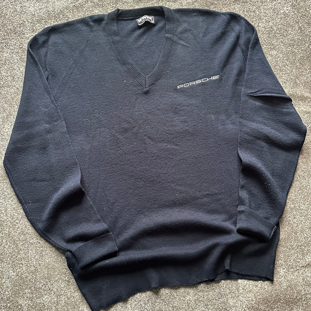 Vintage Porsche V-Neck Navy Sweater