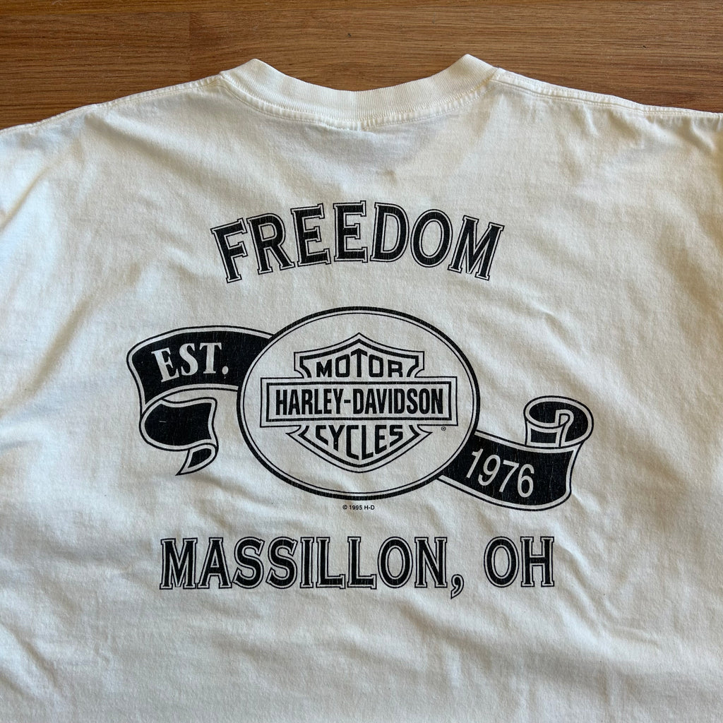 Vintage Harley Davidson Freedom White Pocket T-shirt - Size 2XL