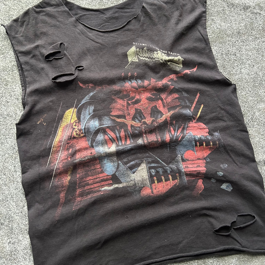 Vintage Thrashed Judas Priest Cut Off Band T-shirt