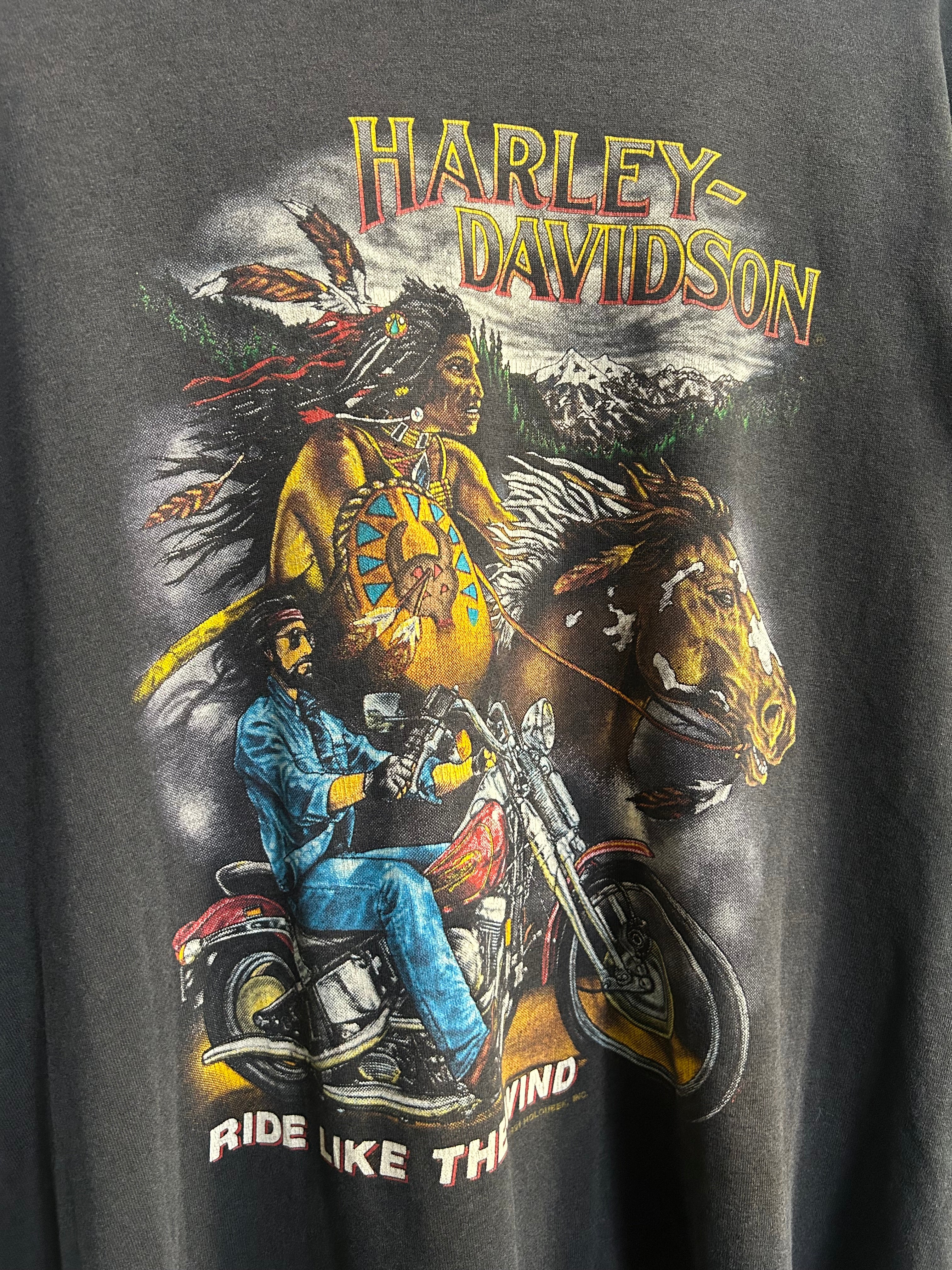 Vintage Harley Davidson Ride Like The Wind T-shirt -Size Large