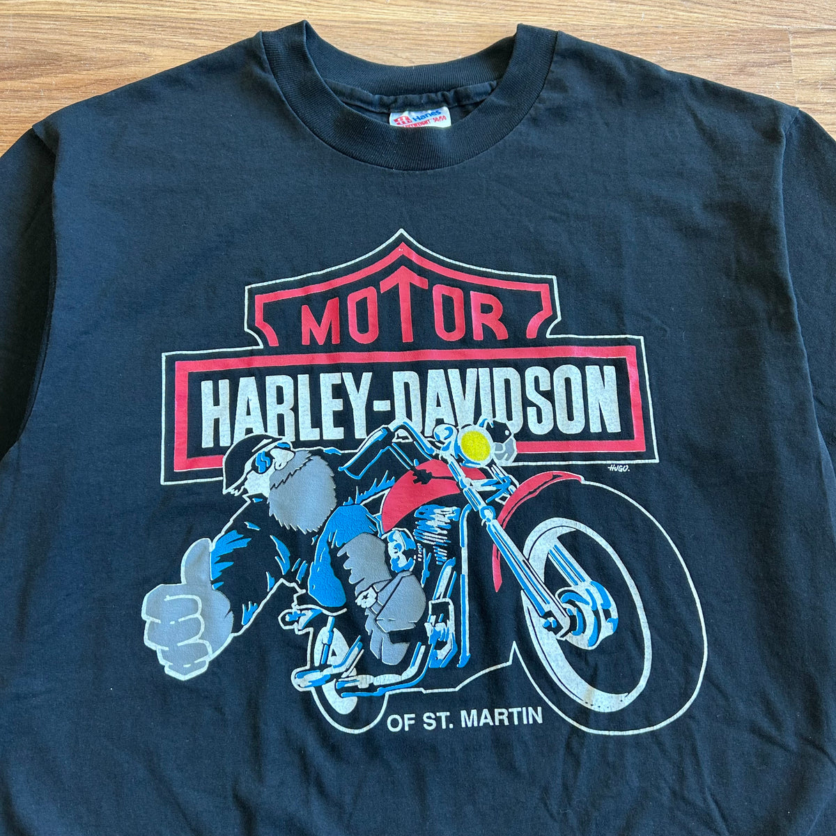 Vintage Harley Davidson Big Emblem Biker T-shirt - Size Large
