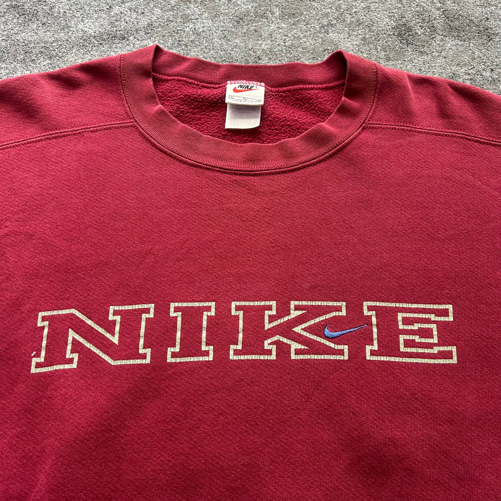 Vintage Nike Burgundy Spell Out Crewneck