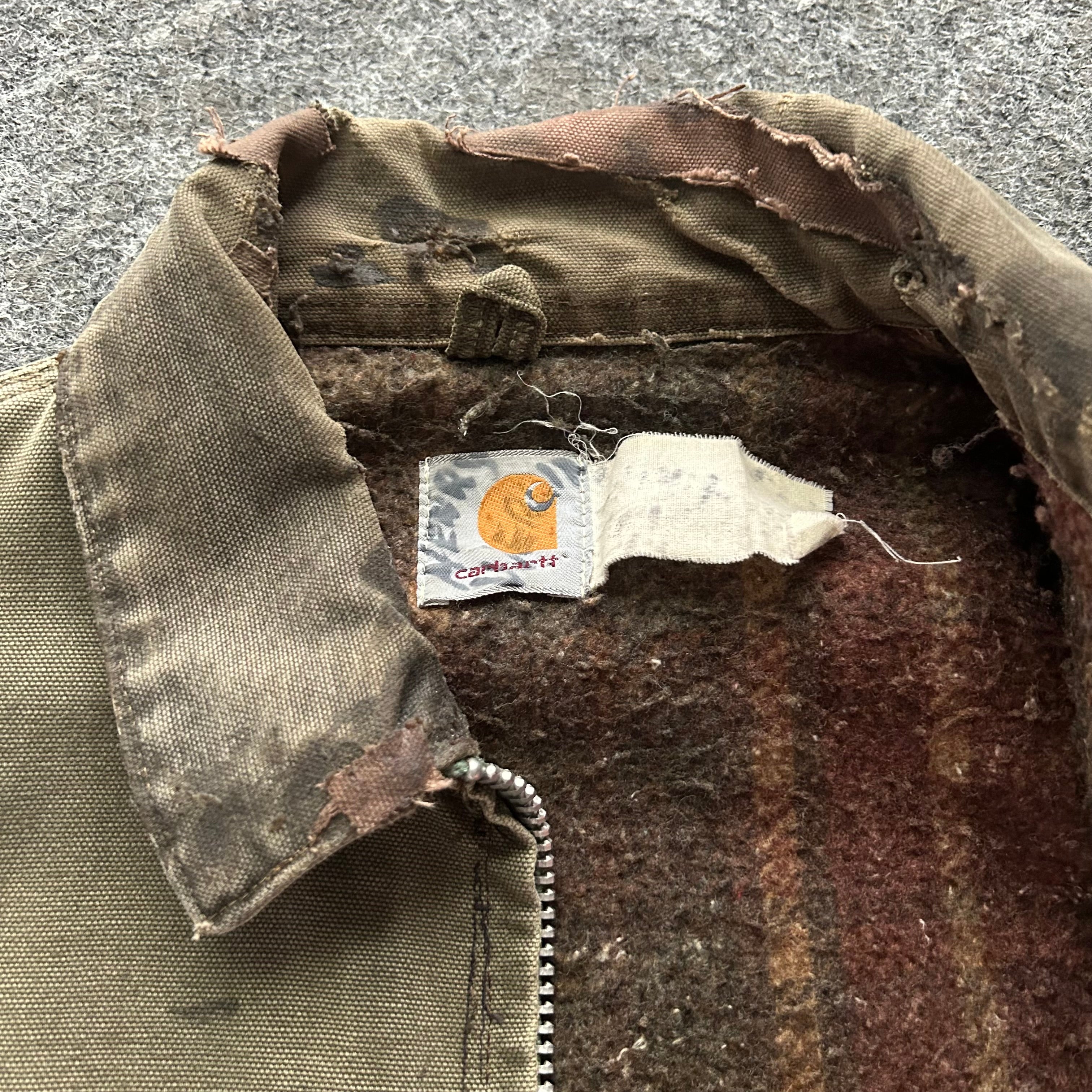 Vintage Distressed & Faded Green Carhartt Detroit Jacket