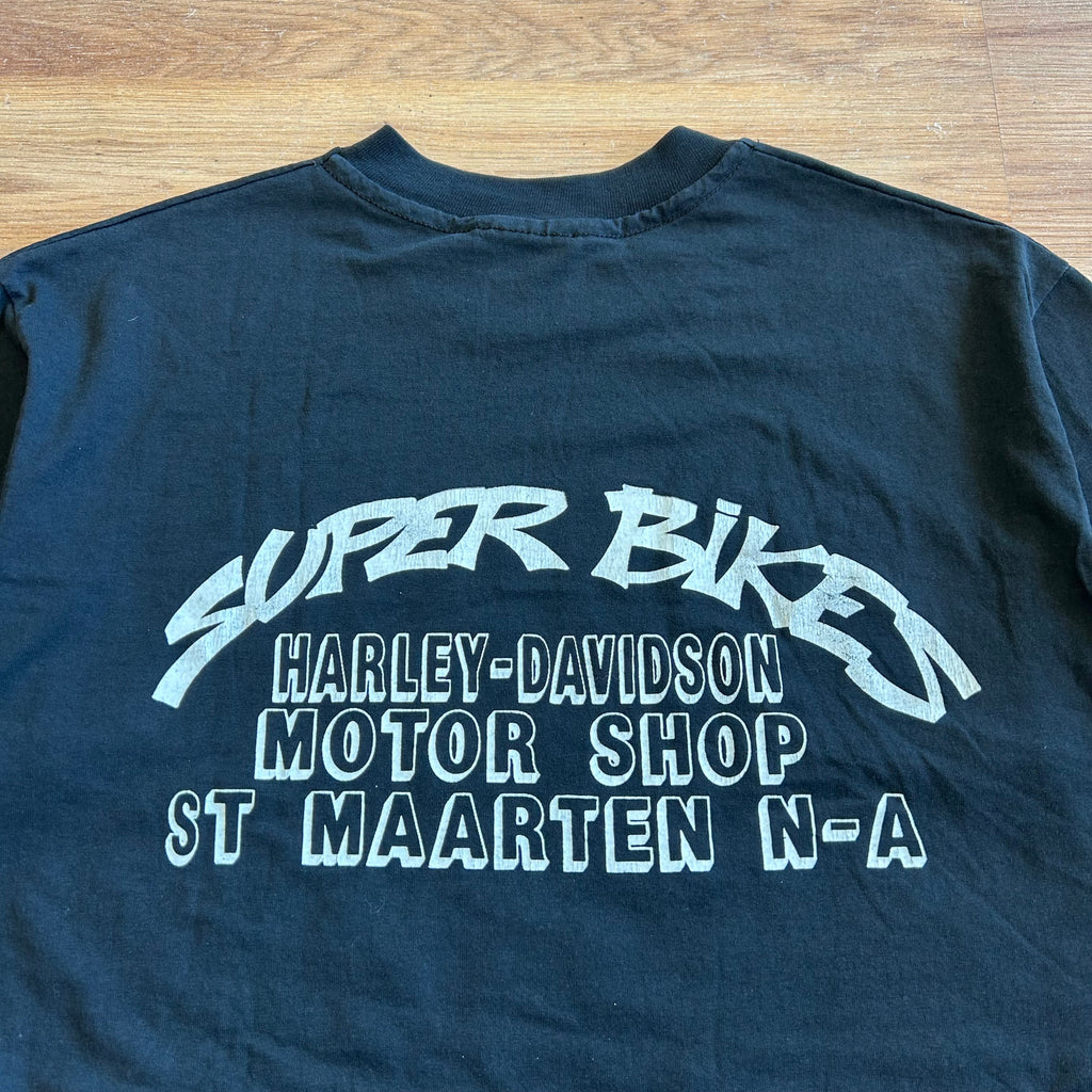 Vintage Harley Davidson Big Emblem Biker T-shirt - Size Large