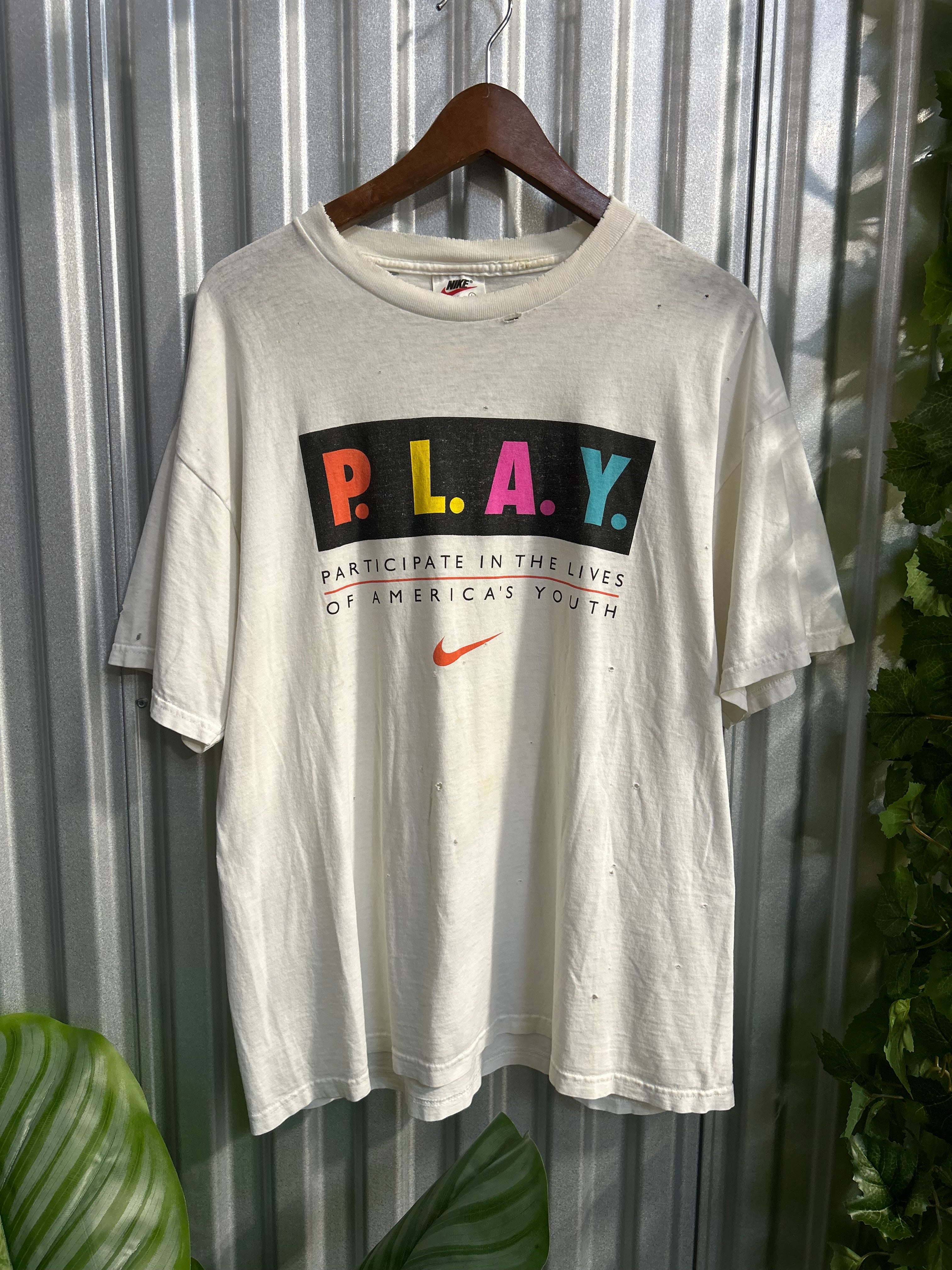 Vintage Nike P.L.A.Y. Distressed T-shirt - Size Large