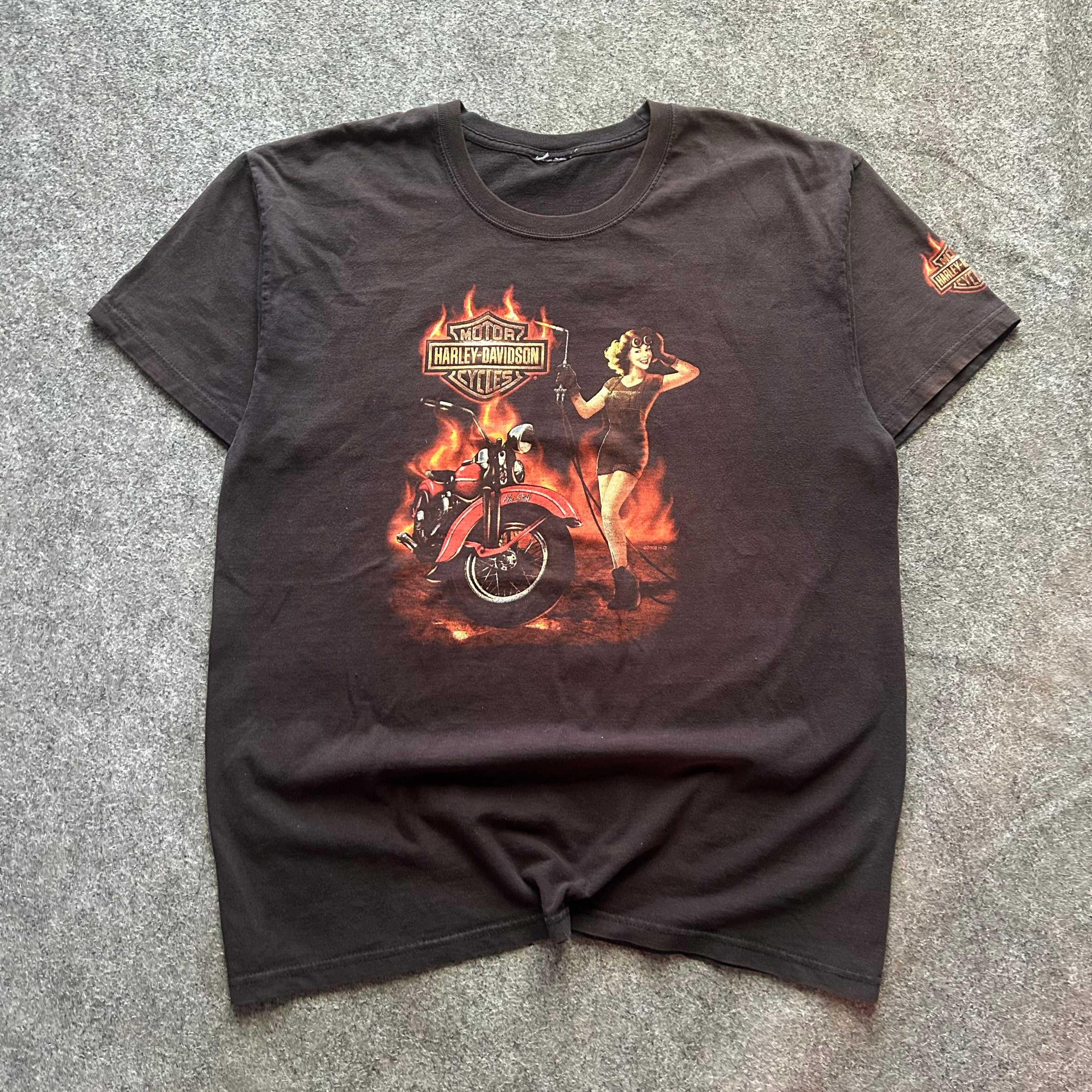 Vintage Harley Davidson Flame Graphic T-shirt