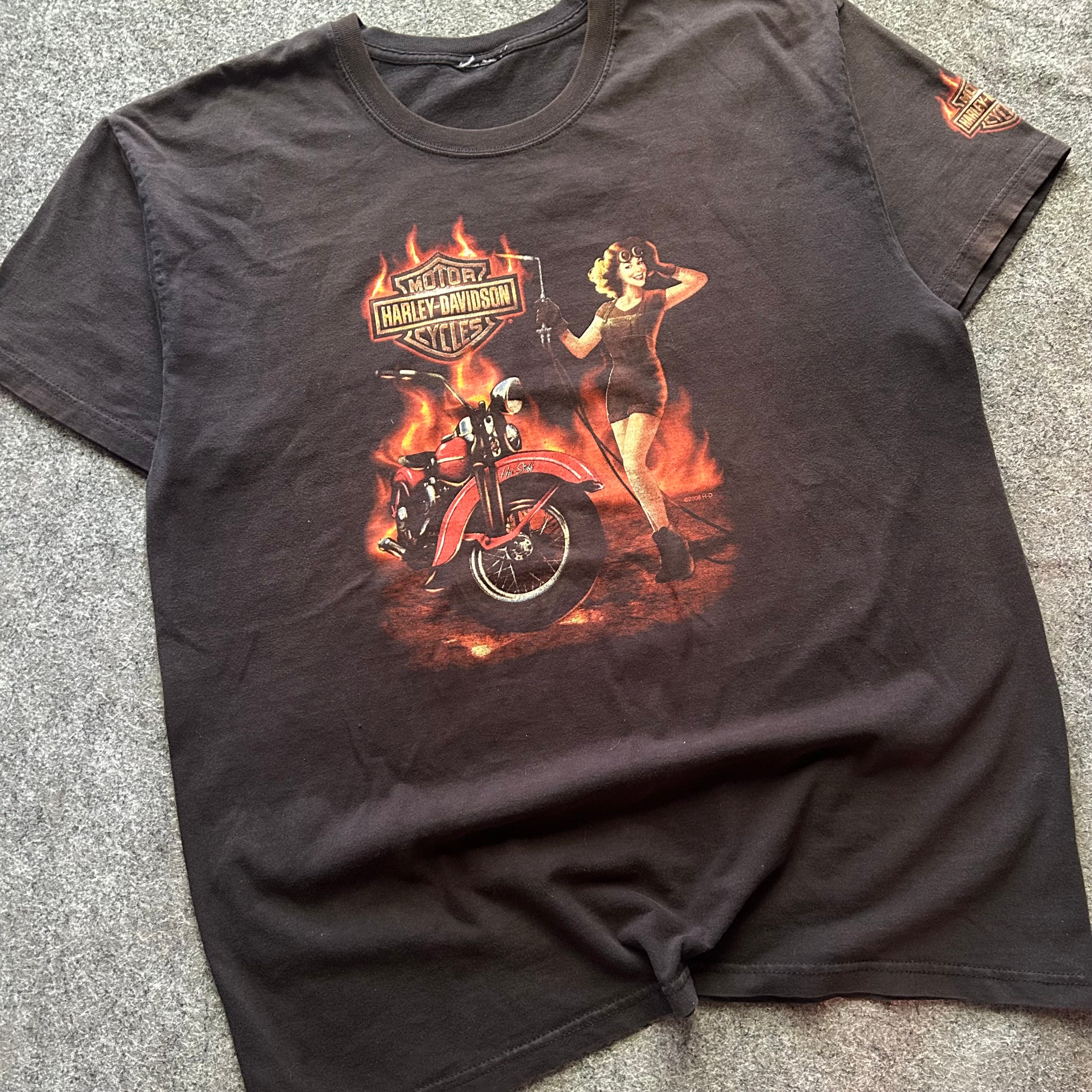 Vintage Harley Davidson Flame Graphic T-shirt