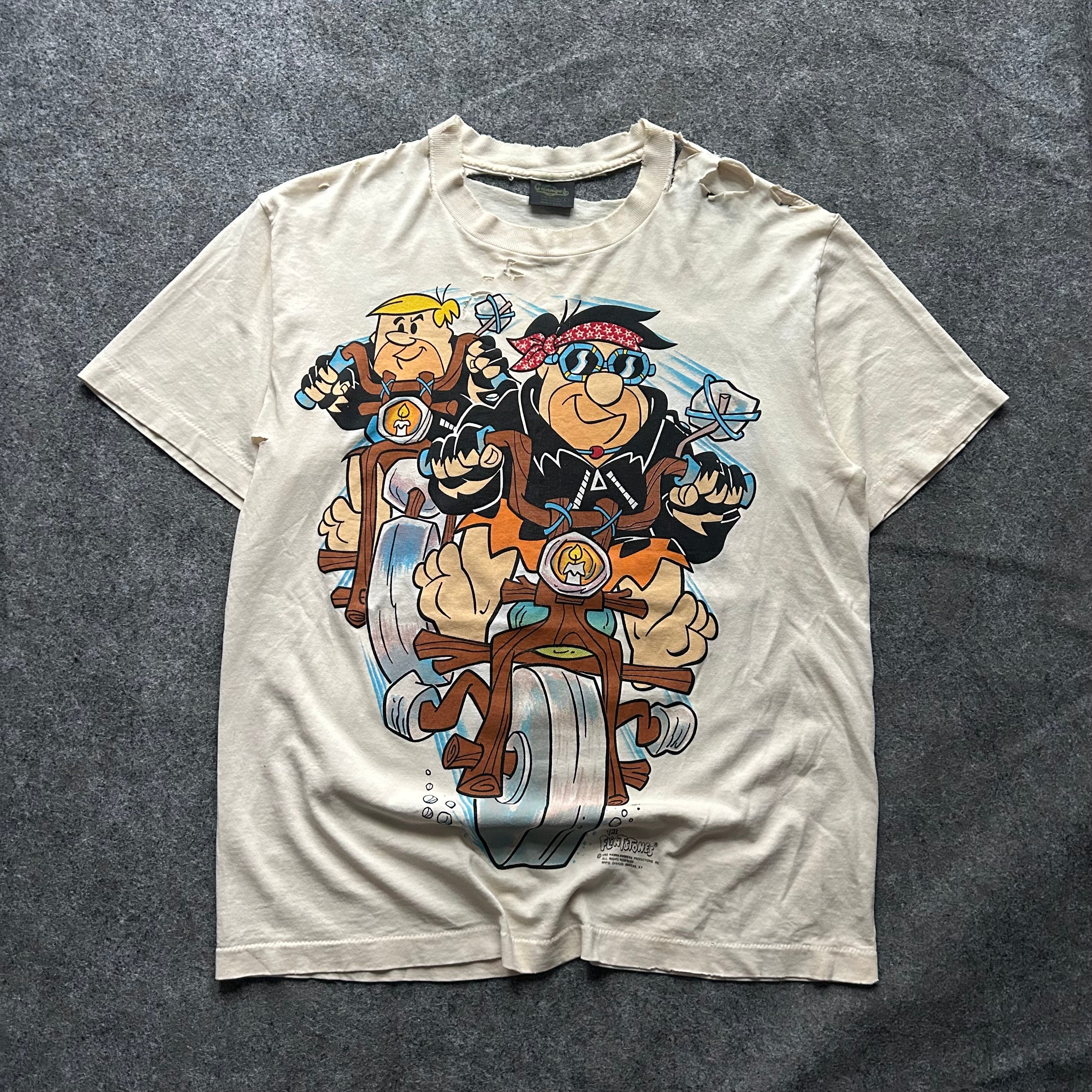 Vintage Thrashed The Flintstones Biker T-shirt