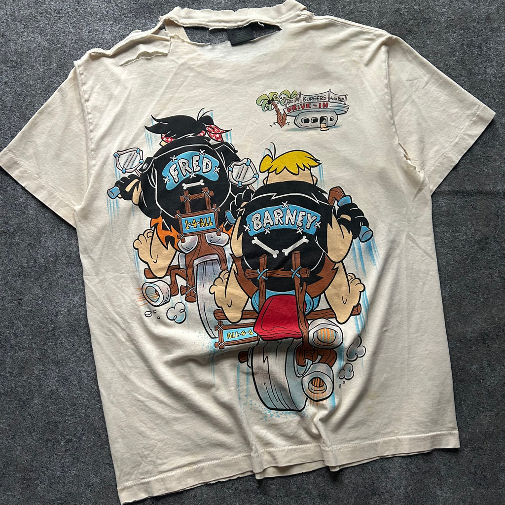 Vintage Thrashed The Flintstones Biker T-shirt