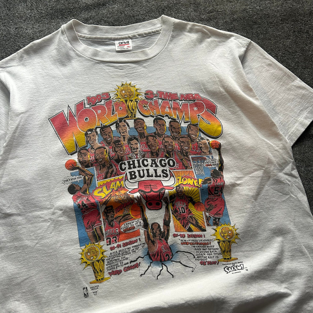 Vintage Chicago Bulls World Champions NBA Caricature T-shirt