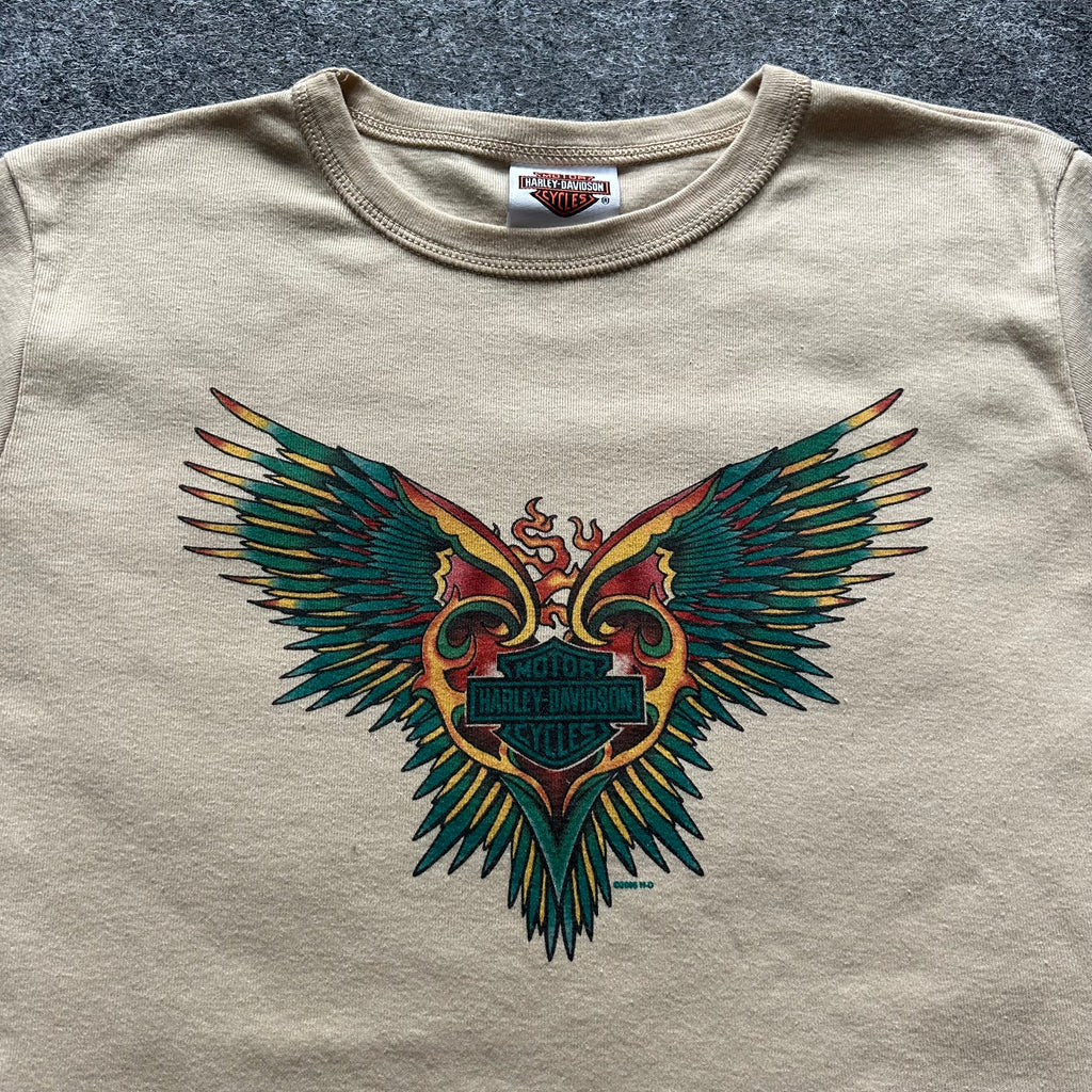 Vintage Harley Davidson Y2K Tattoo Print Women’s Long Sleeve Shirt