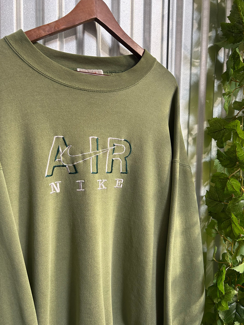Vintage Nike Air Embroidered Green Bootleg Crewneck - Size XL