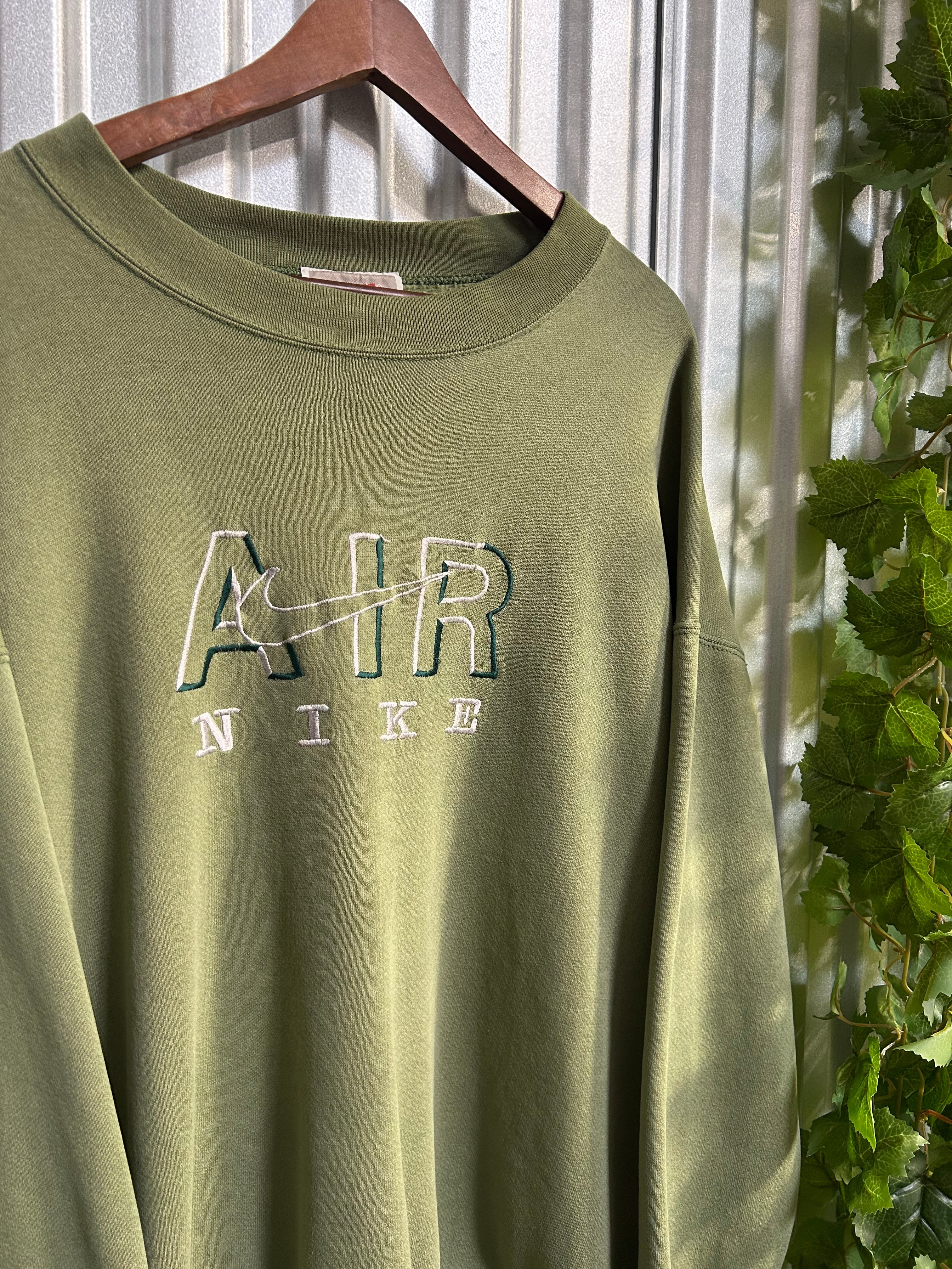 Vintage Nike Air Embroidered Green Bootleg Crewneck - Size XL