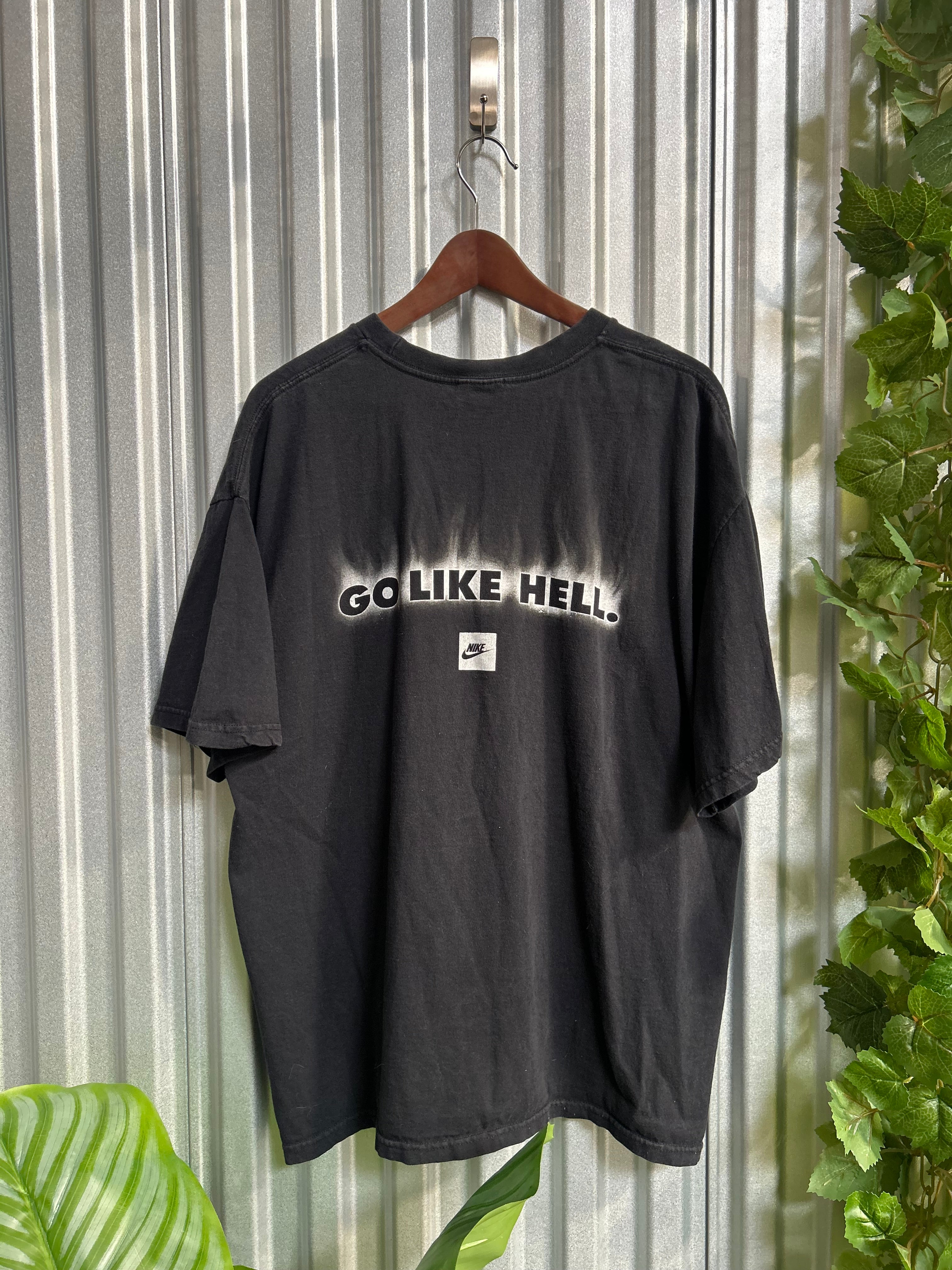 Vintage Nike Go Like Hell White Flame  Black T-shirt - Size XL