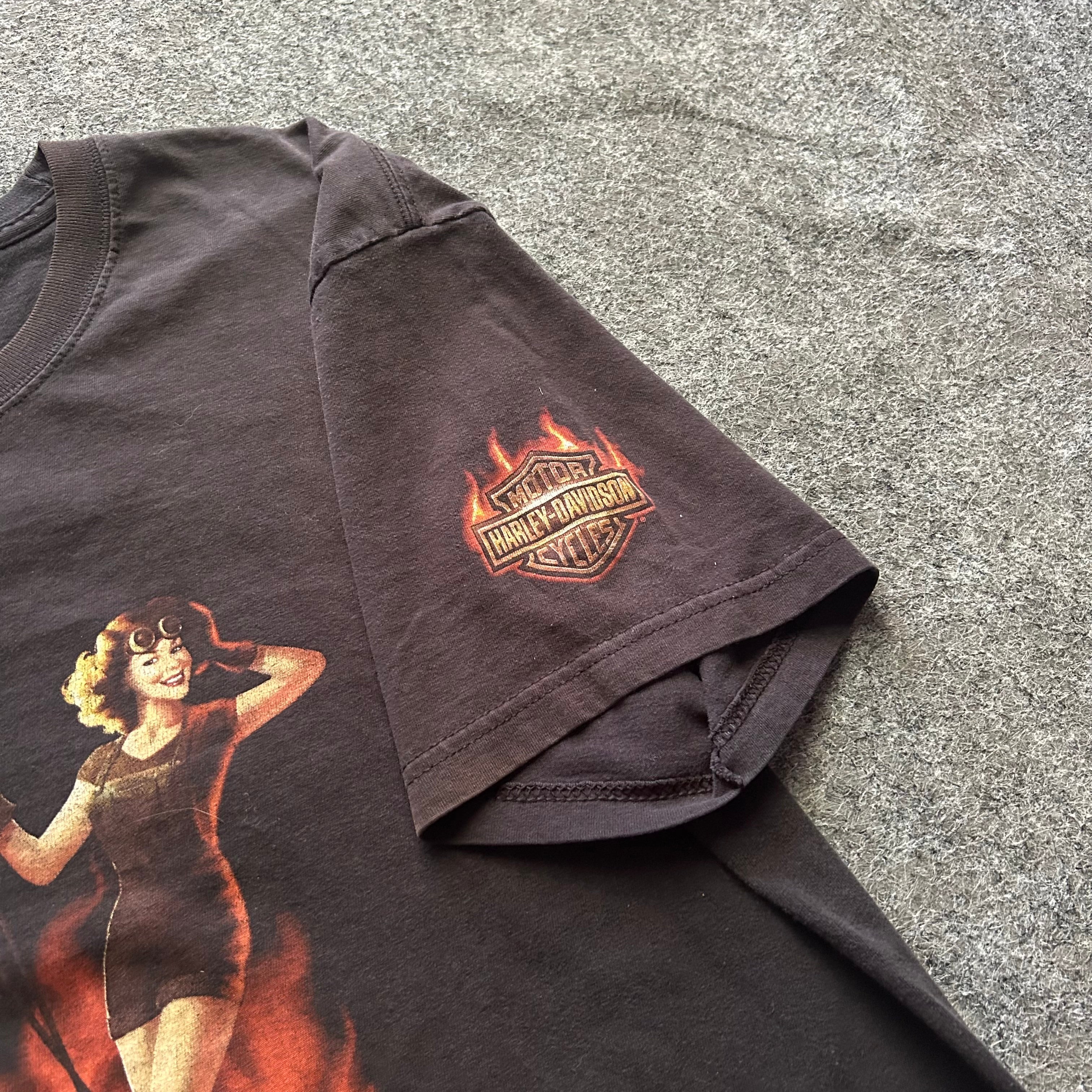 Vintage Harley Davidson Flame Graphic T-shirt