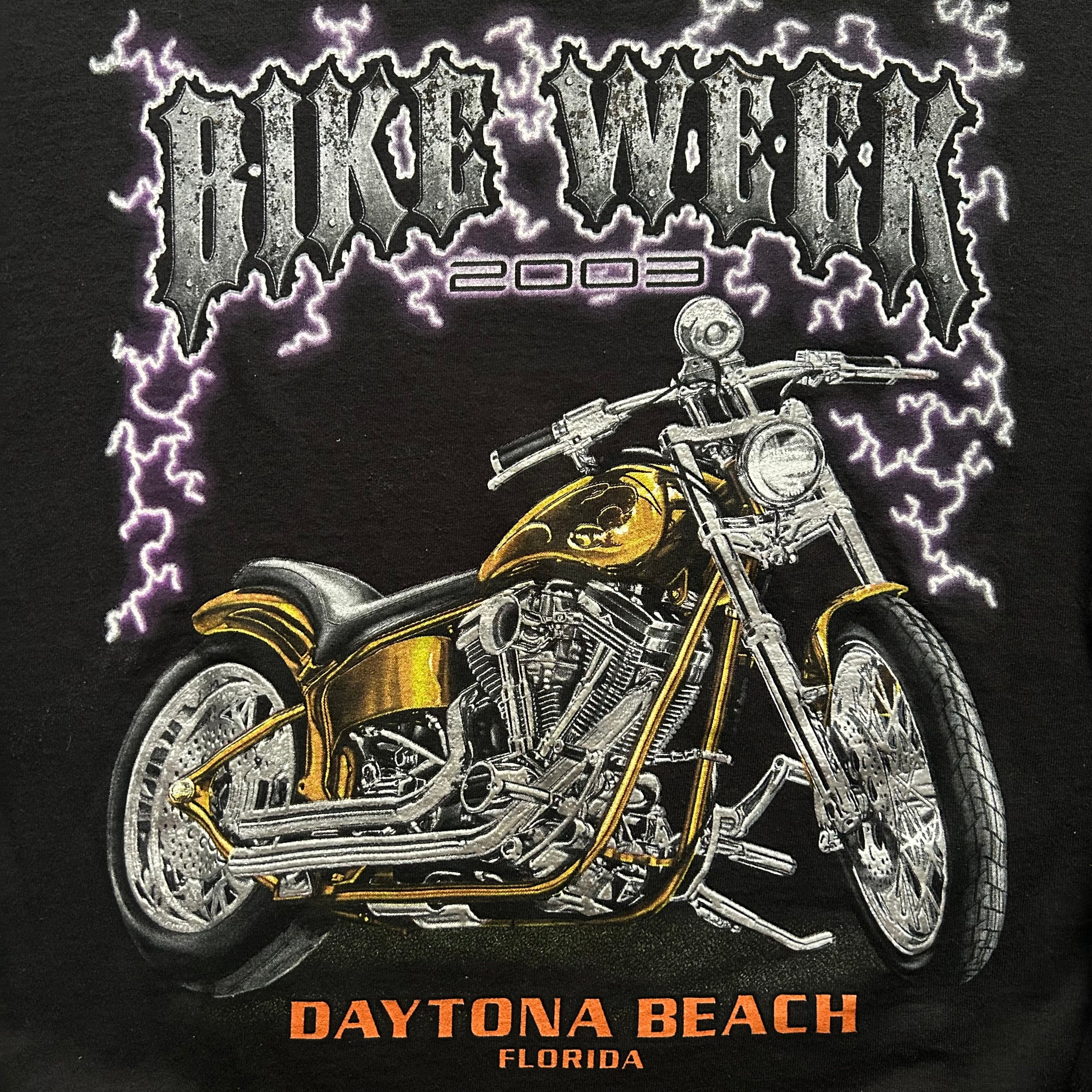 Vintage Daytona Beach Bike Week Purple Lightning Long Sleeve Shirt