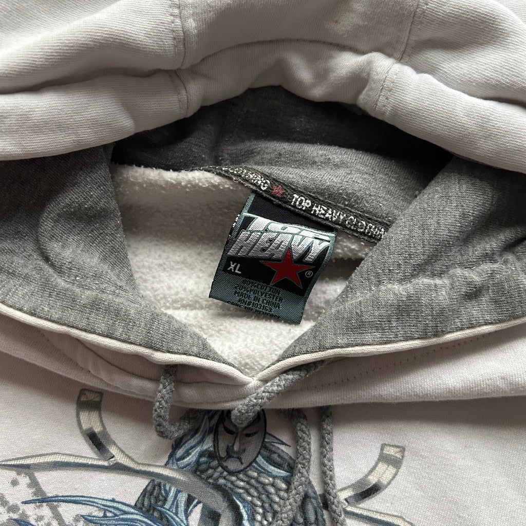 Vintage Y2K Top Heavy White Dragon Hoodie