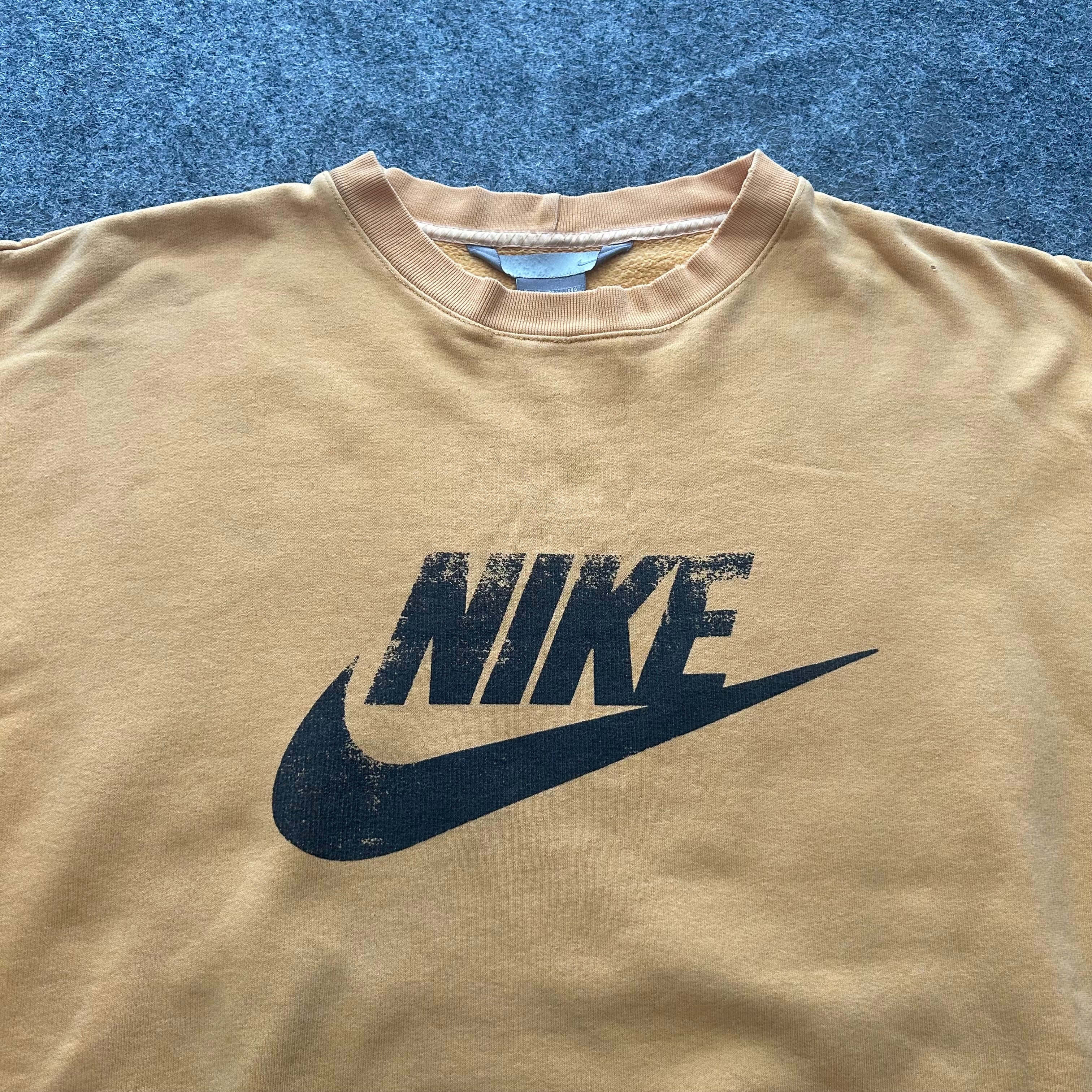 Vintage Nike Y2K Yellow Faded Crewneck
