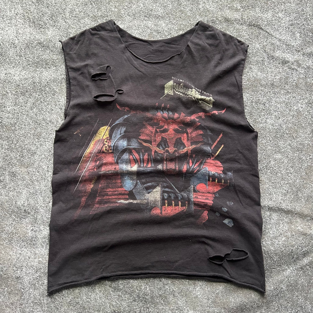 Vintage Thrashed Judas Priest Cut Off Band T-shirt