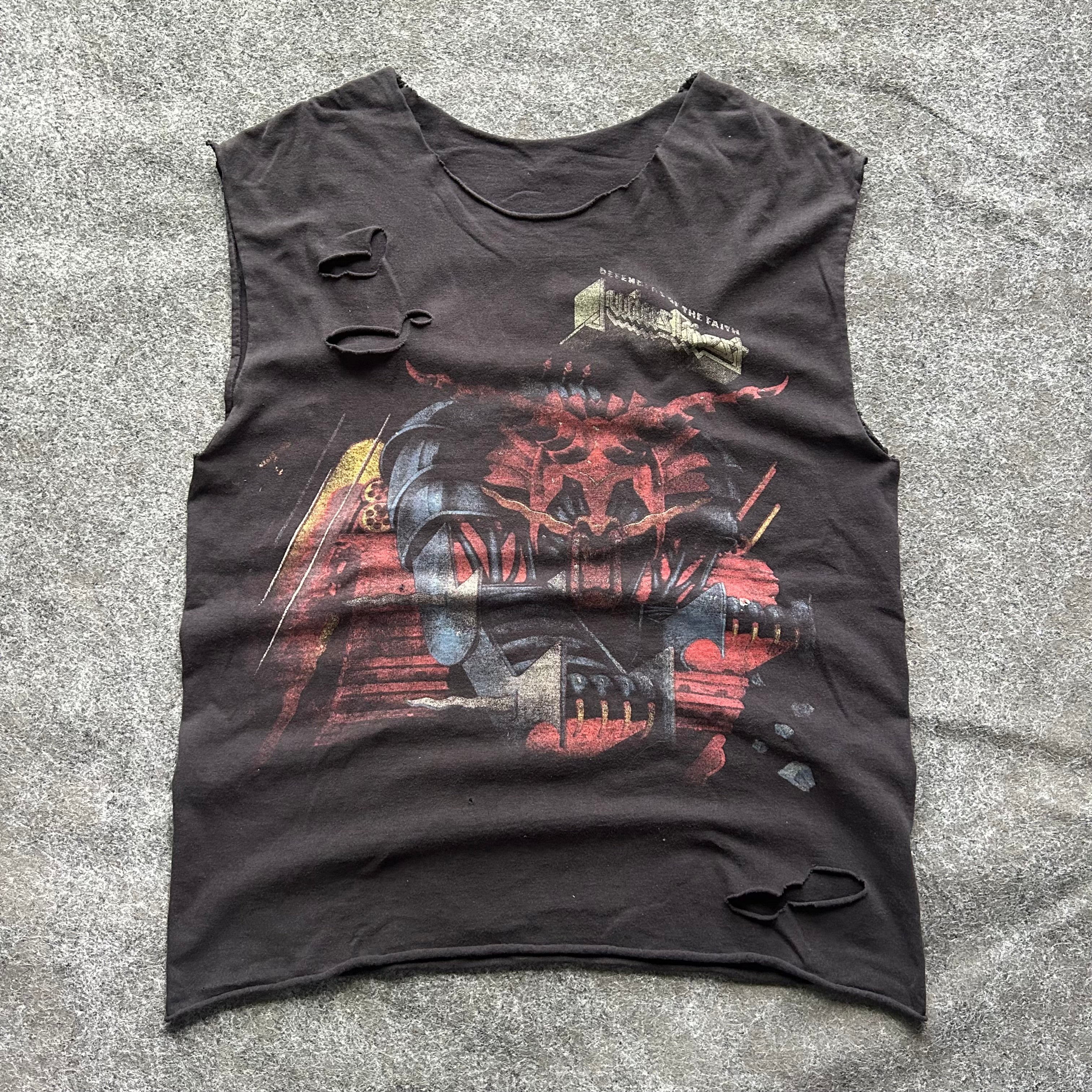 Vintage Thrashed Judas Priest Cut Off Band T-shirt