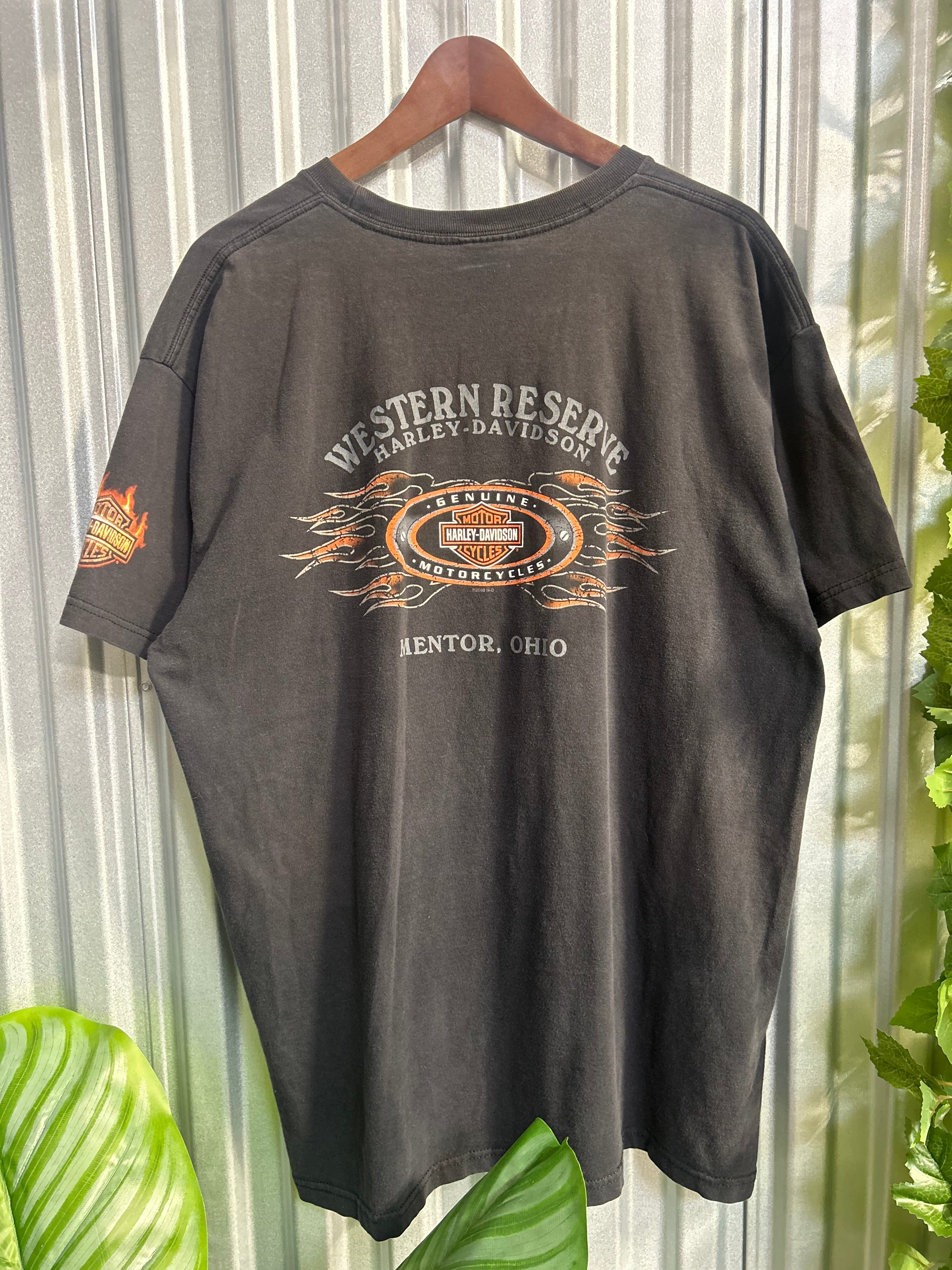 Vintage Harley Davidson Flame Woman Biker T-shirt - Size Xl
