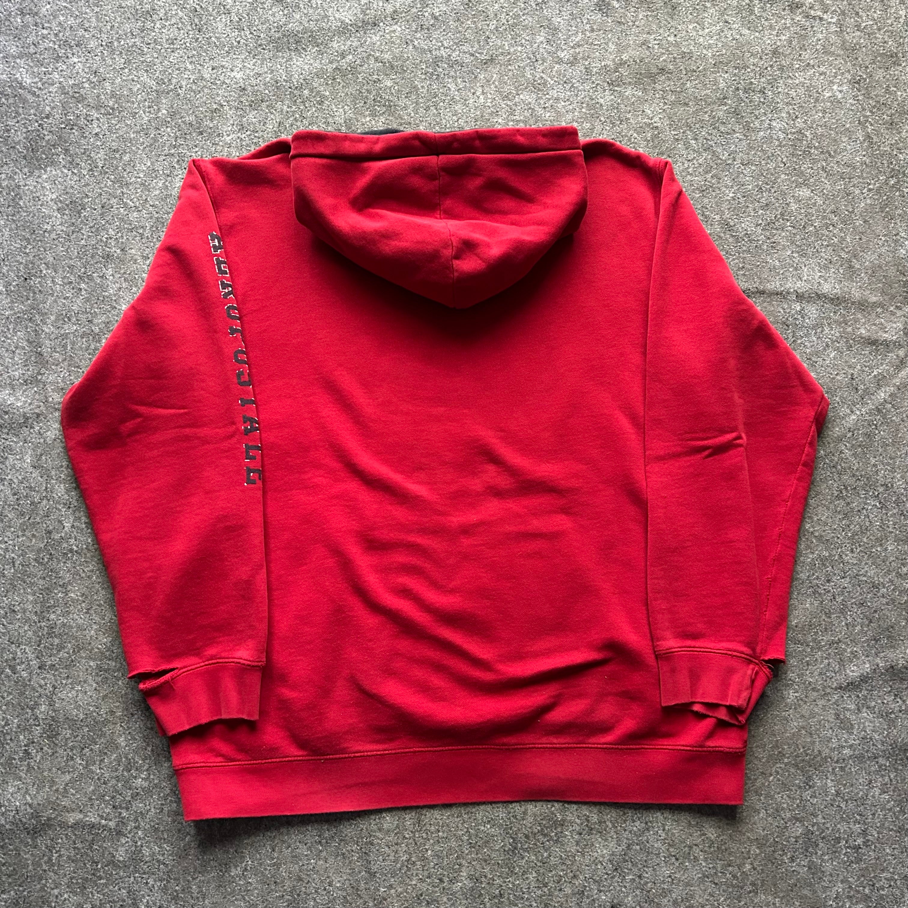 Vintage Distressed Aeropostale 87 Red Sleeve Spell Out Hoodie