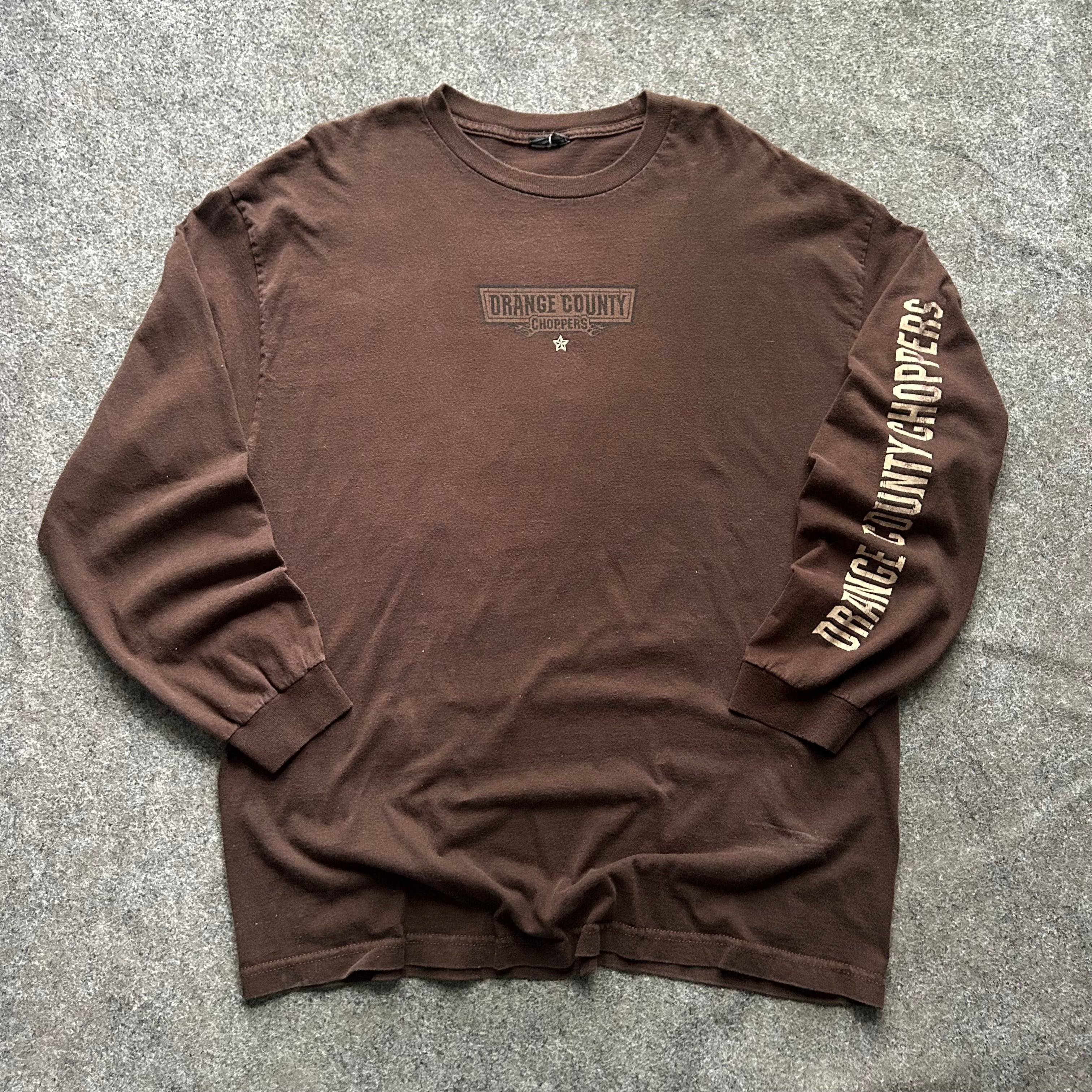 Vintage Orange County Choppers Brown Spell Out Long Sleeve Shirt