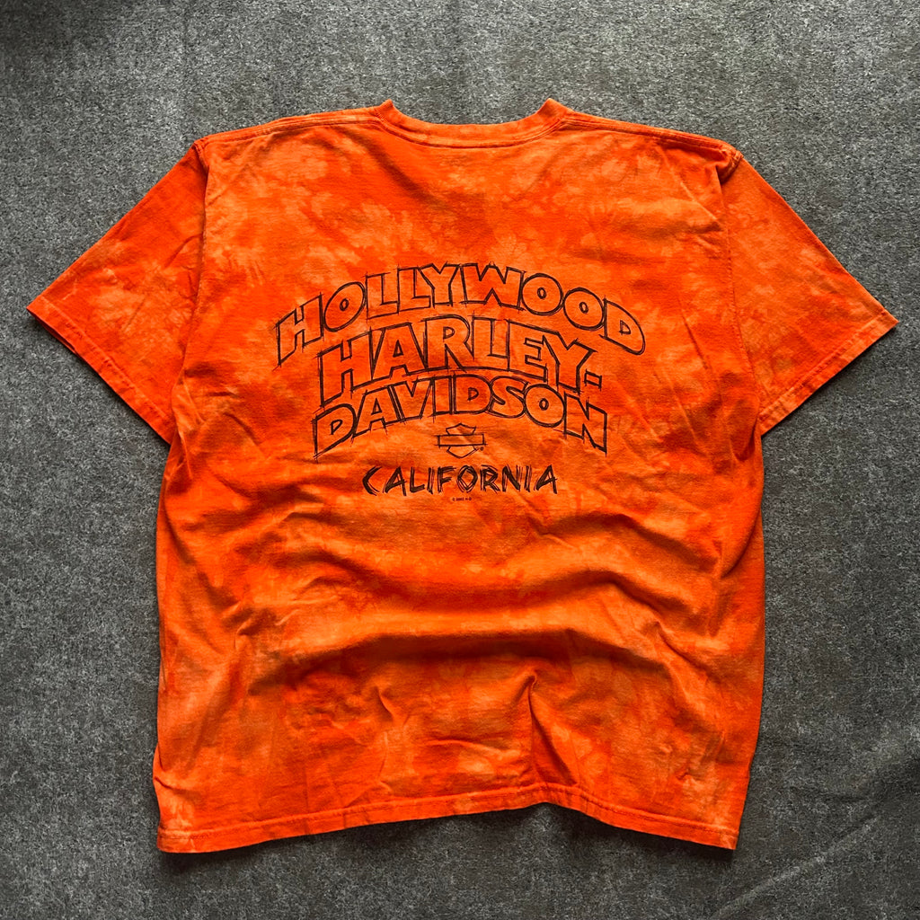 Vintage Harley Davidson Hollywood California Orange T-shirt