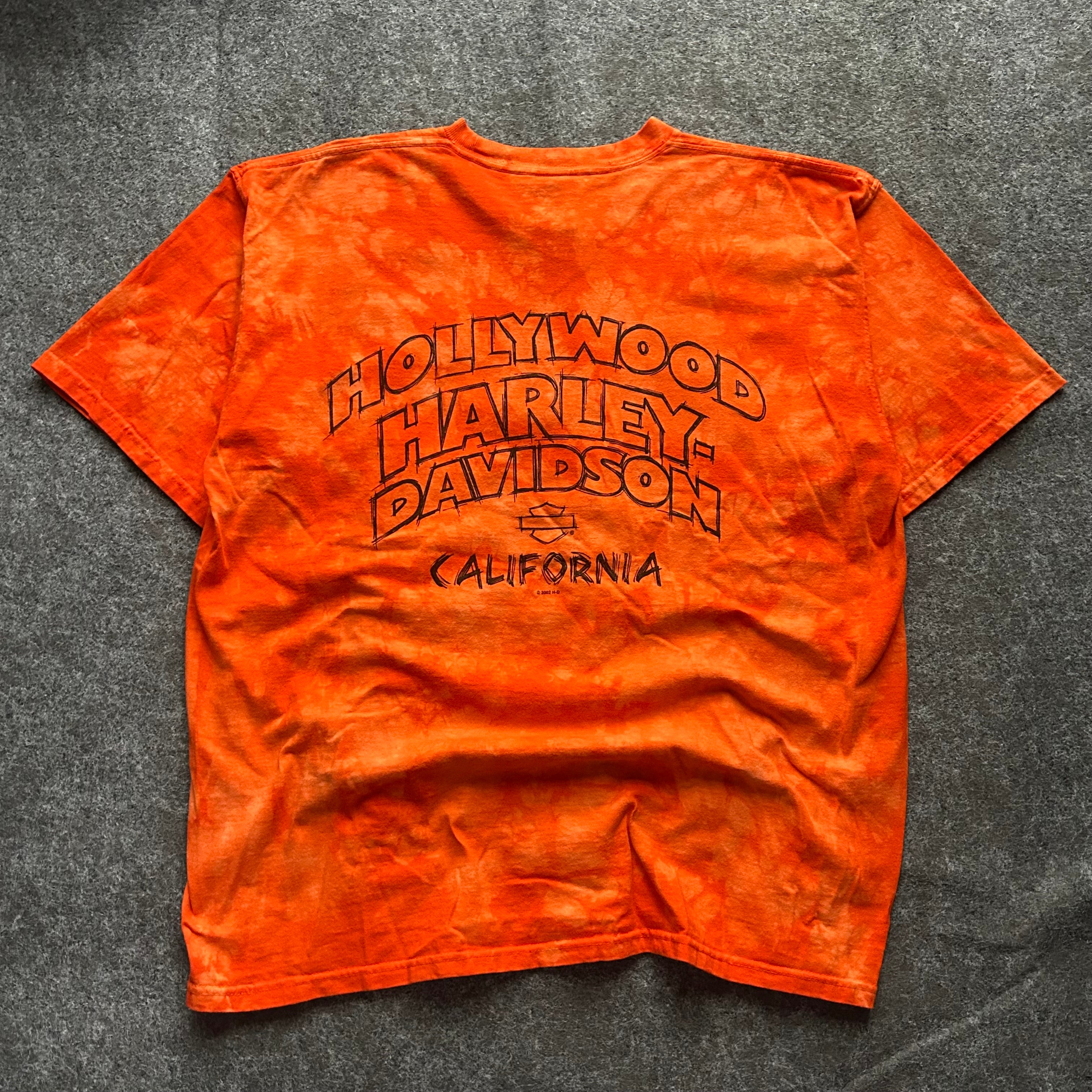 Vintage Harley Davidson Hollywood California Orange T-shirt