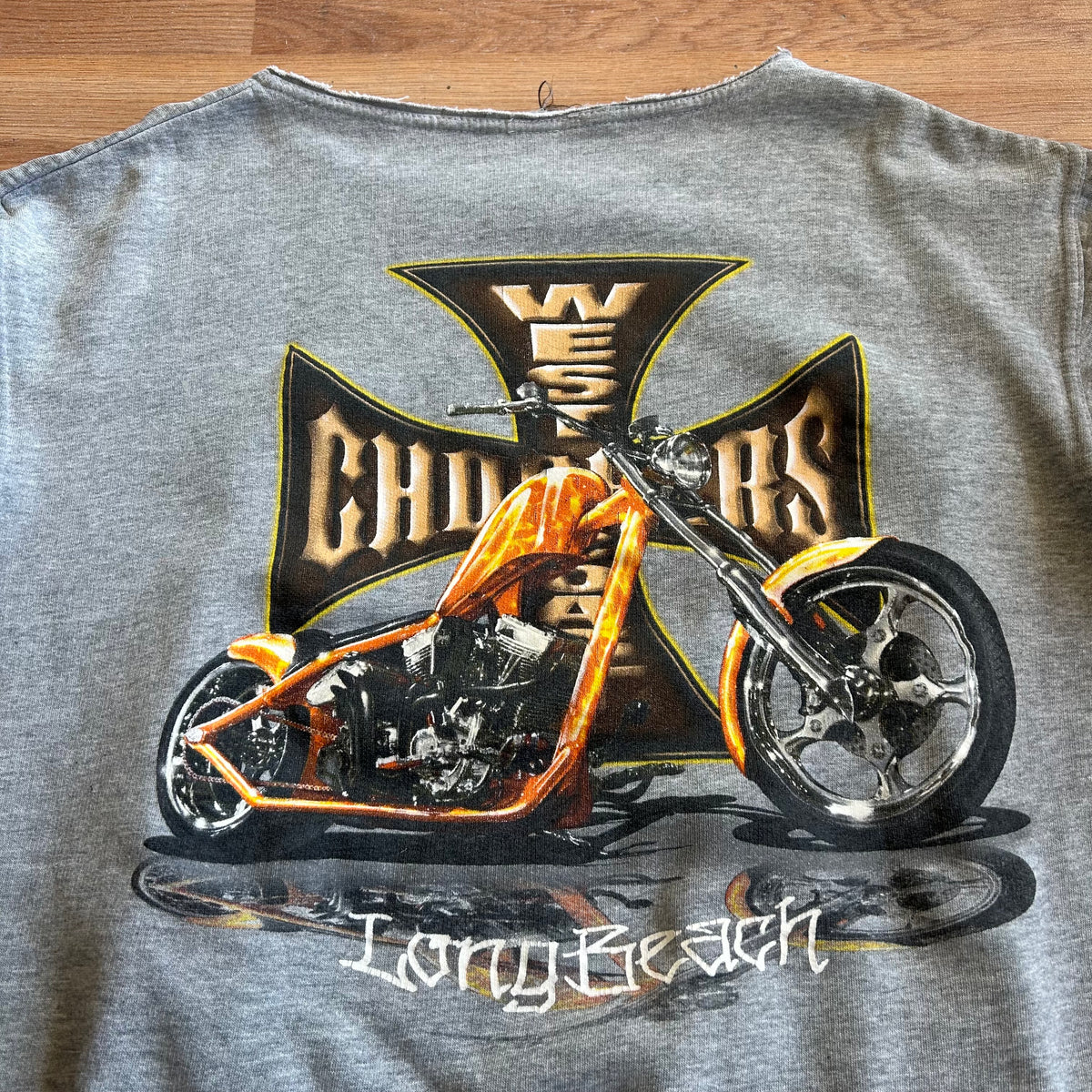 Vintage West Coast Choppers Big Cross Chopped Hoodie - Size Medium