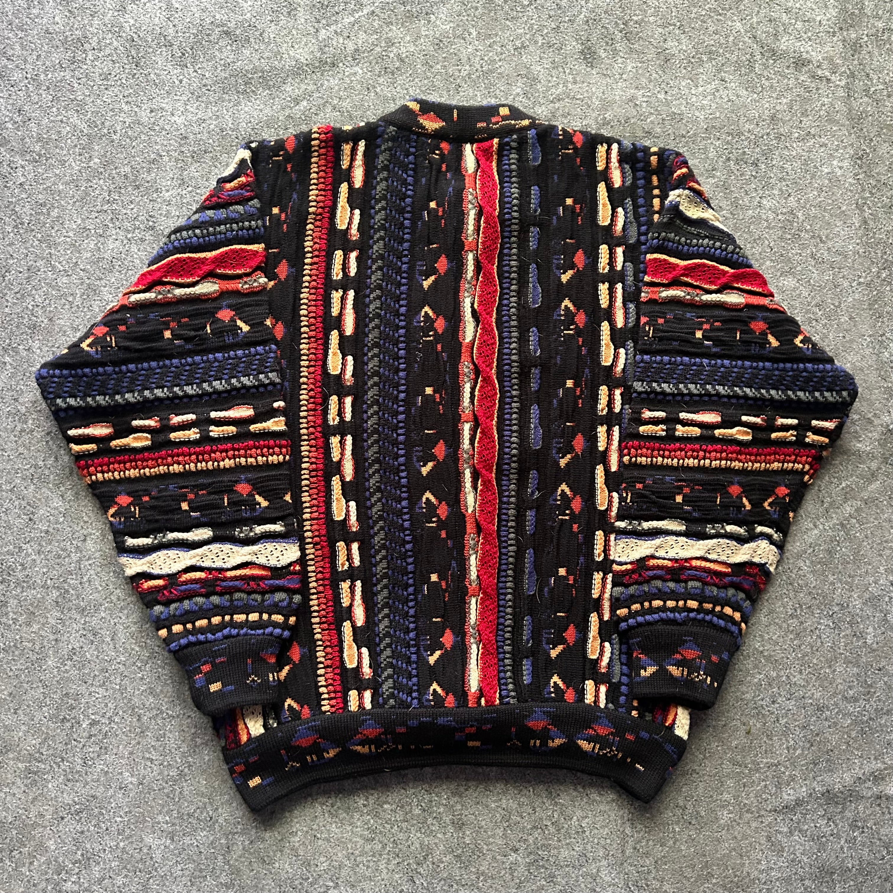 Vintage 3D Knit Coogi Styled Button Up Sweater