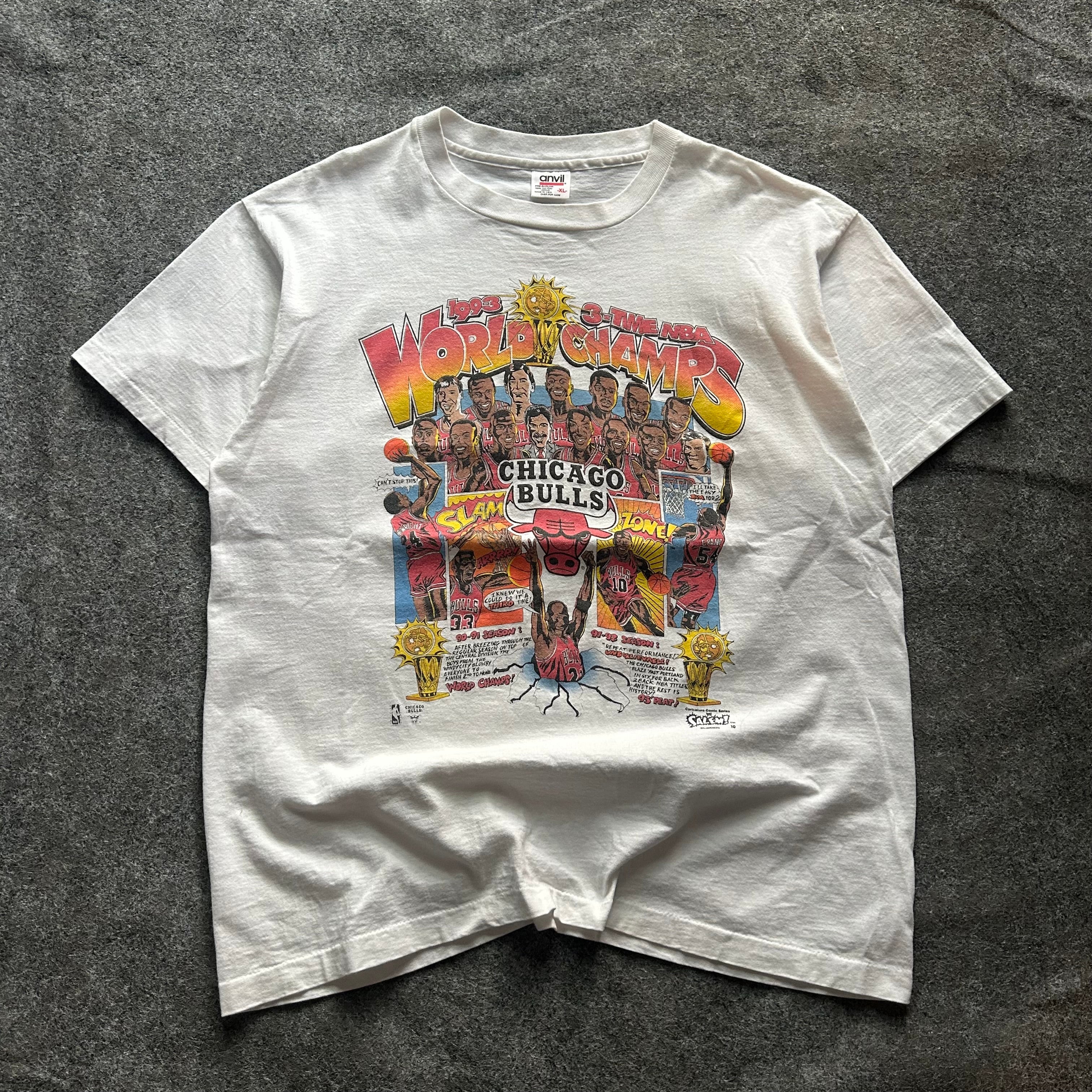 Vintage Chicago Bulls World Champions NBA Caricature T-shirt