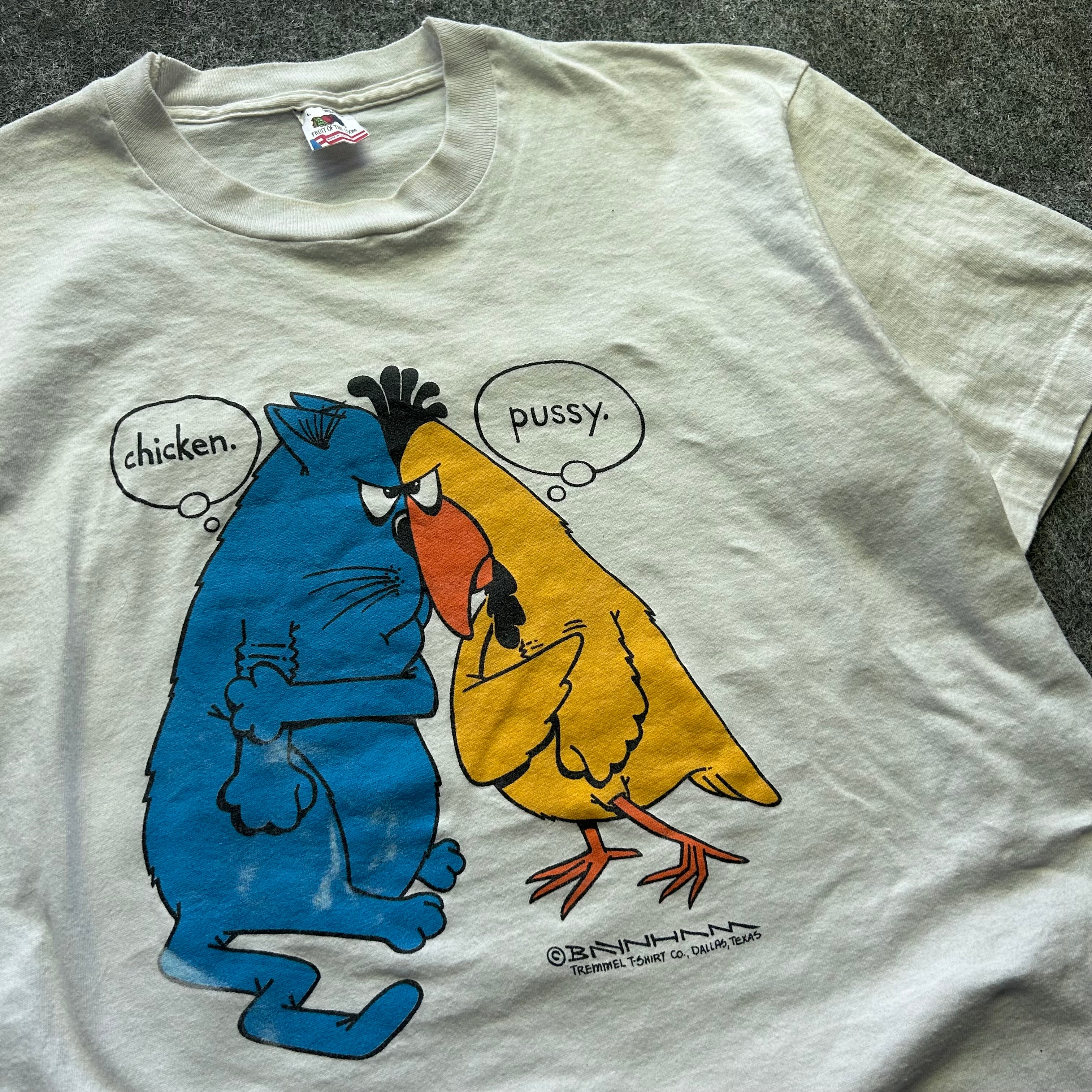 Vintage Chicken & Pussy Parody T-shirt