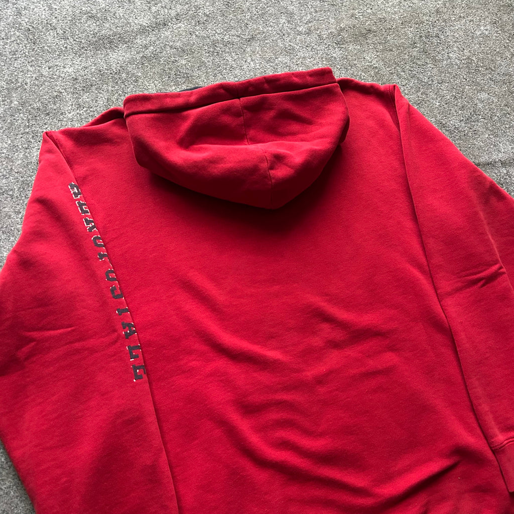 Vintage Distressed Aeropostale 87 Red Sleeve Spell Out Hoodie