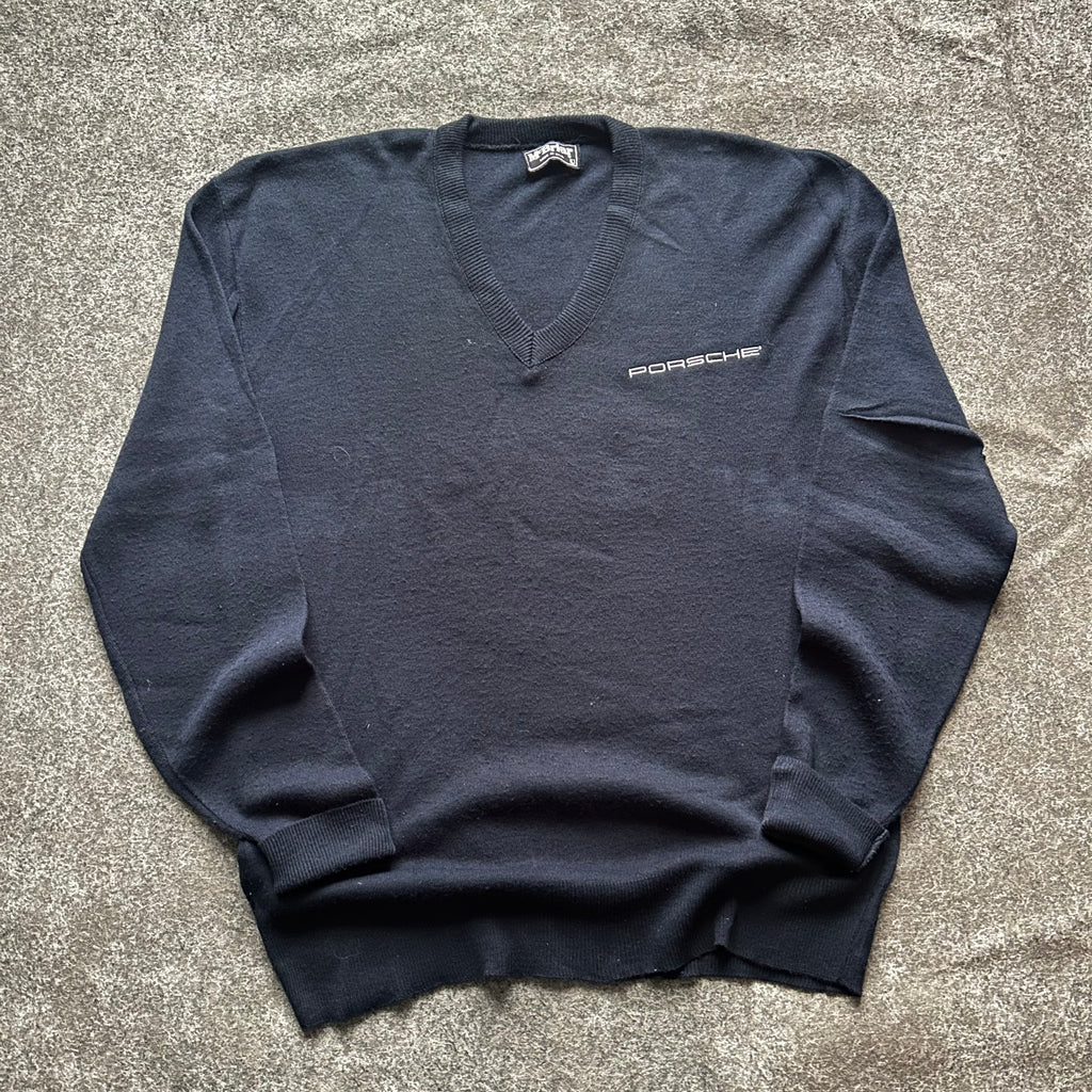 Vintage Porsche V-Neck Navy Sweater