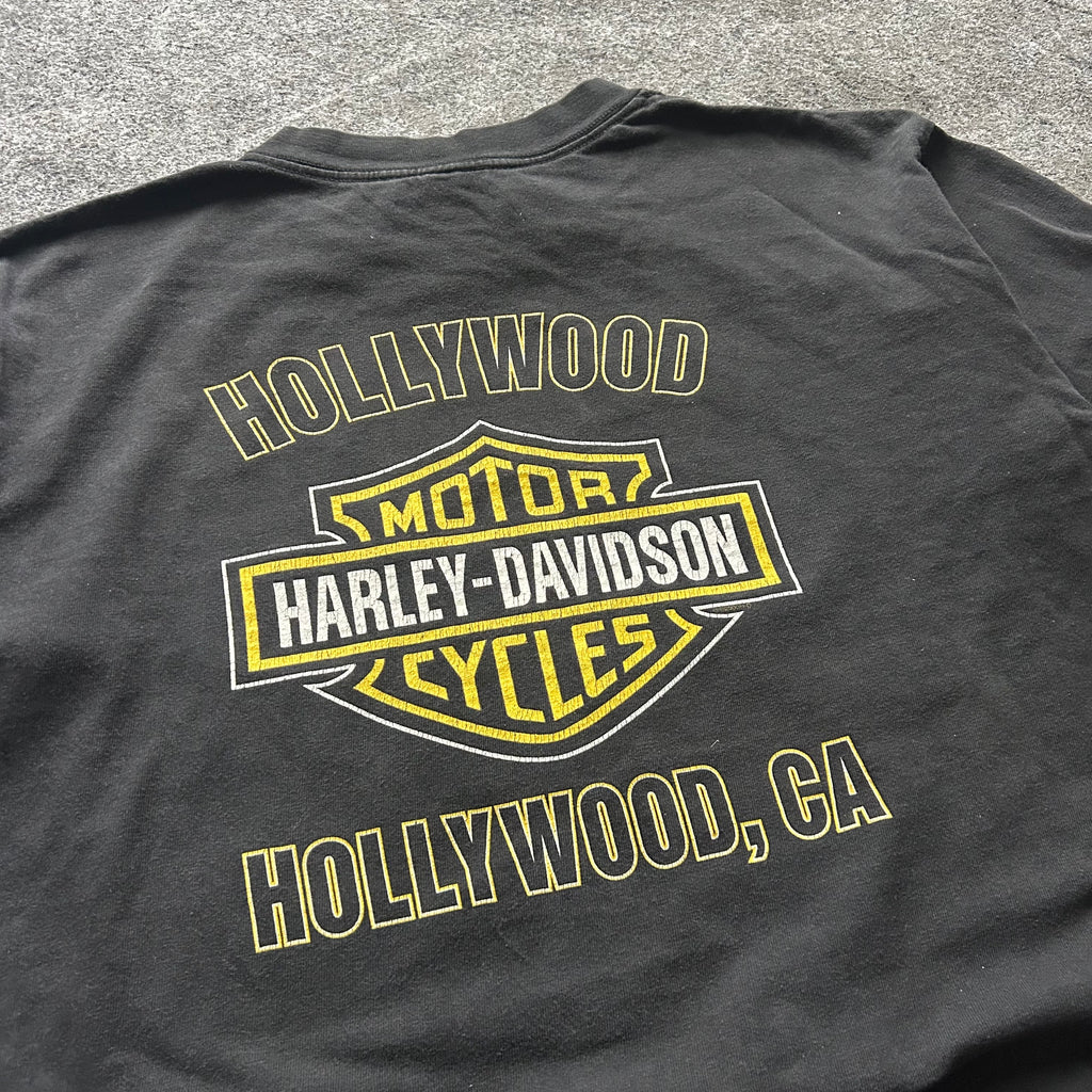 Vintage Harley Davidson Hollywood Yellow Emblem T-shirt