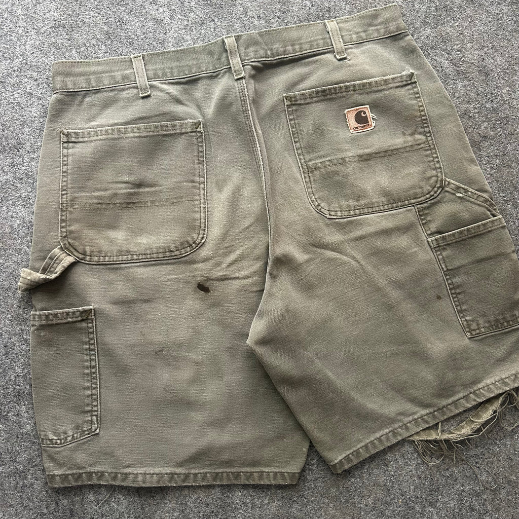 Vintage Distressed Olive Green Carhartt Carpenter Jorts