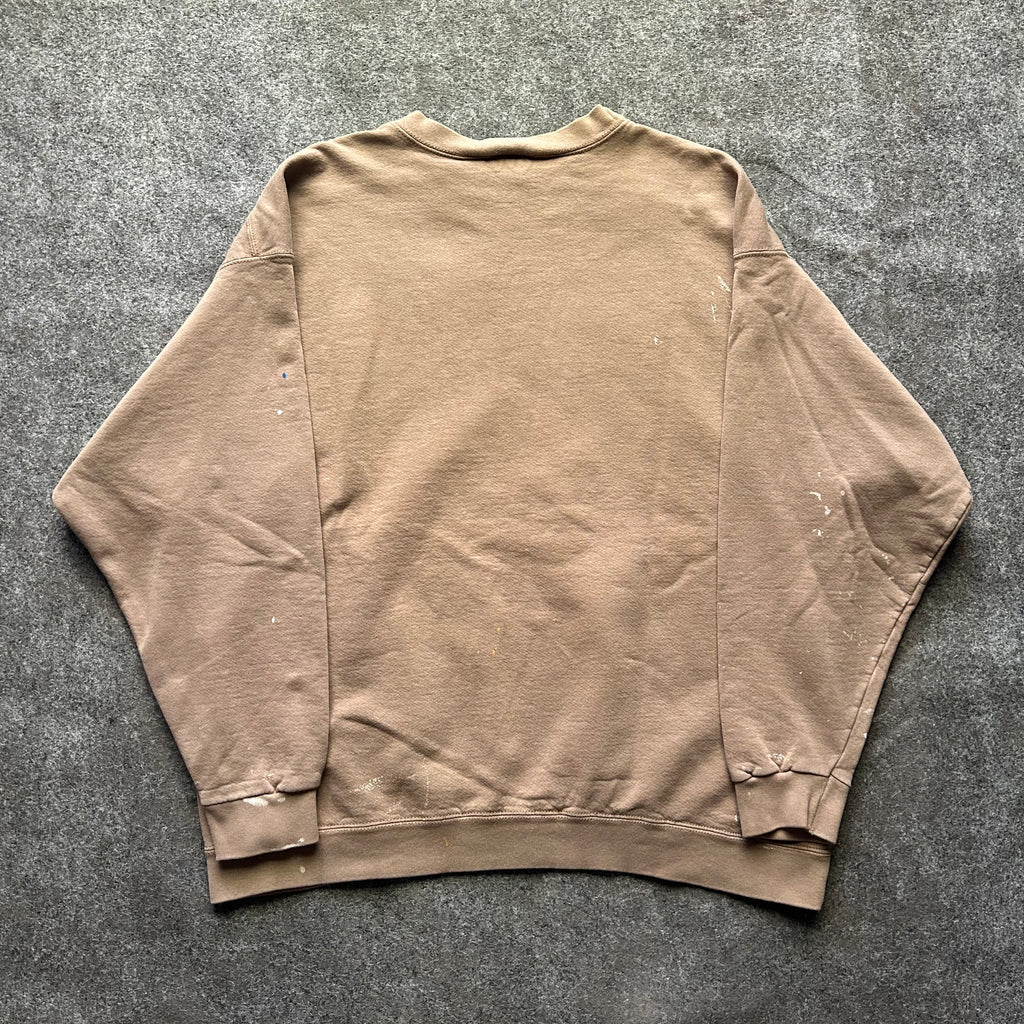 Vintage Paint Splattered Beige Nike Swoosh Crewneck