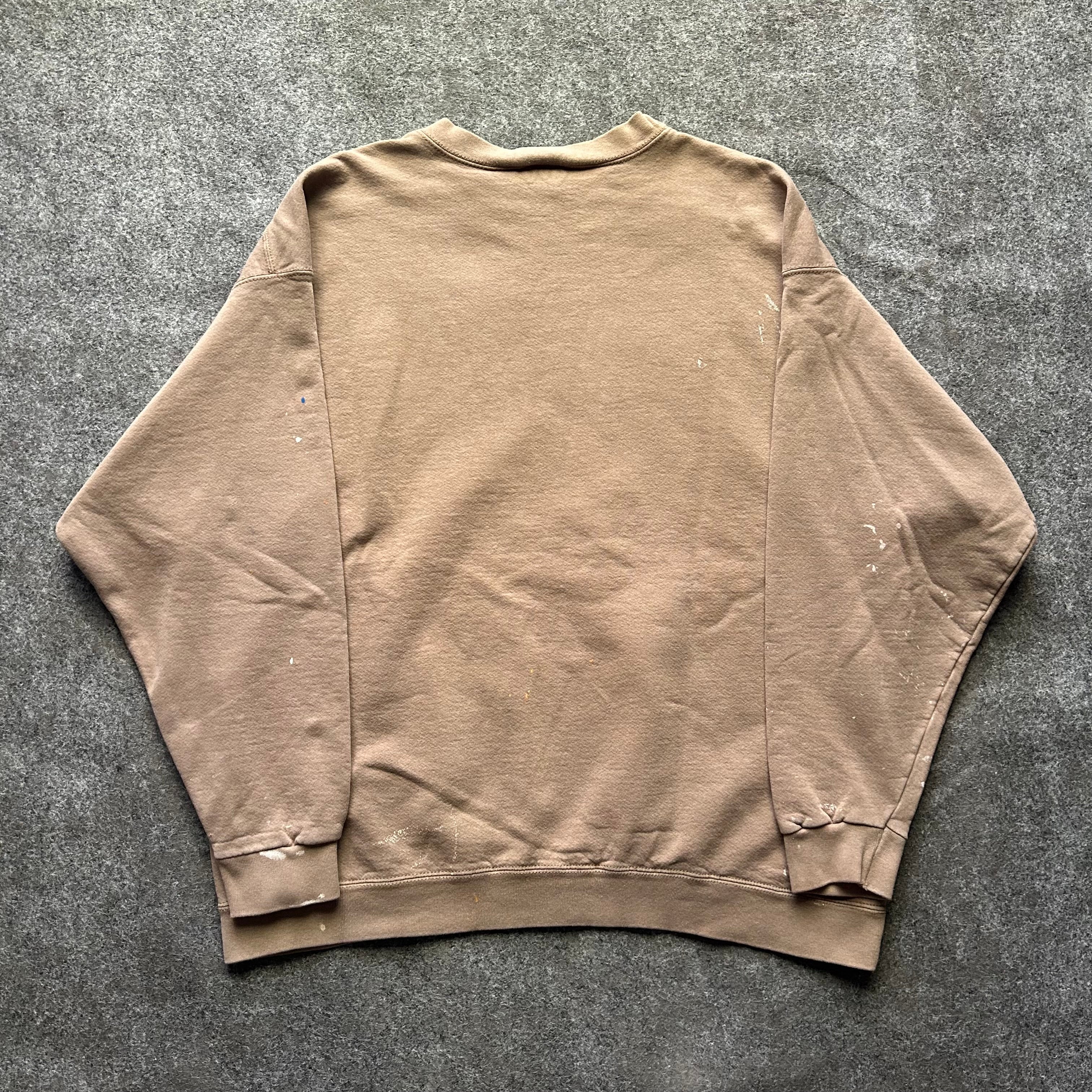 Vintage Paint Splattered Beige Nike Swoosh Crewneck