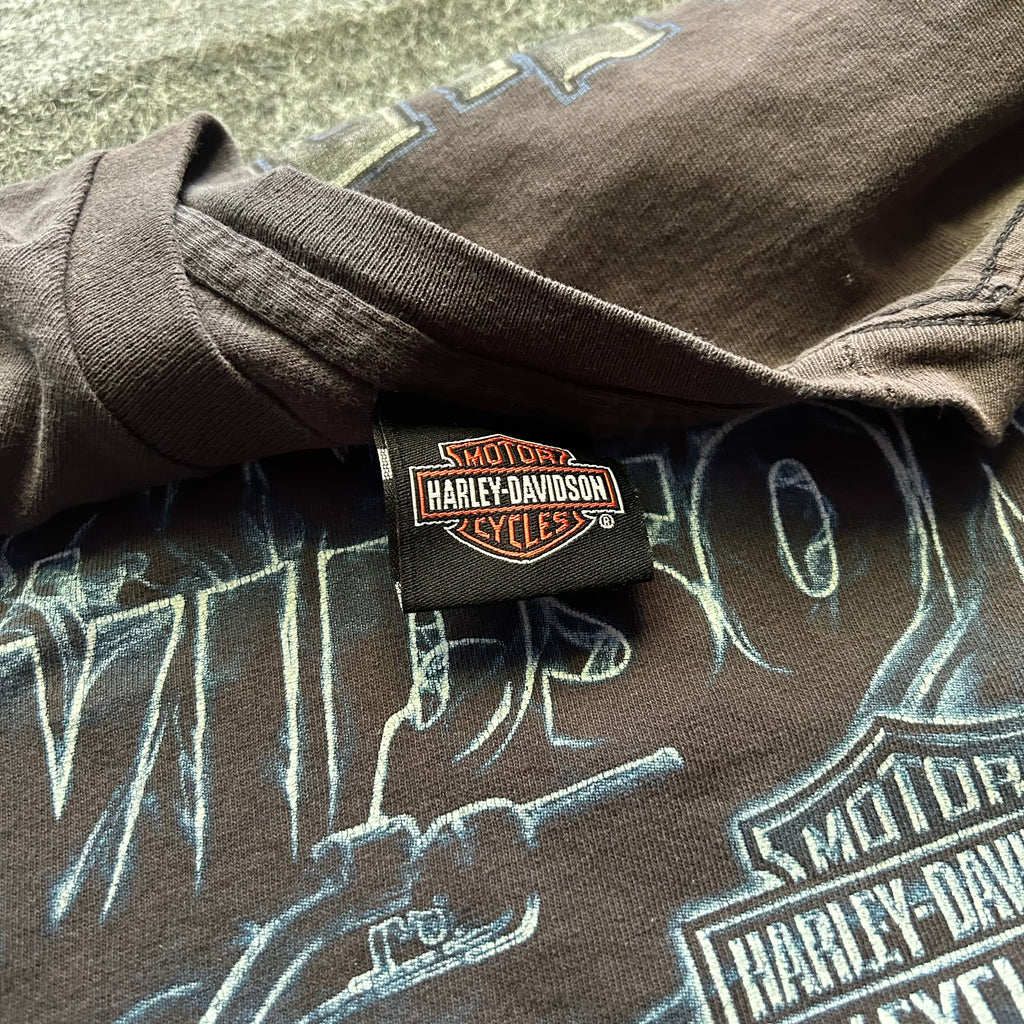 Vintage Faded Harley Davidson Blue Flame T-shirt