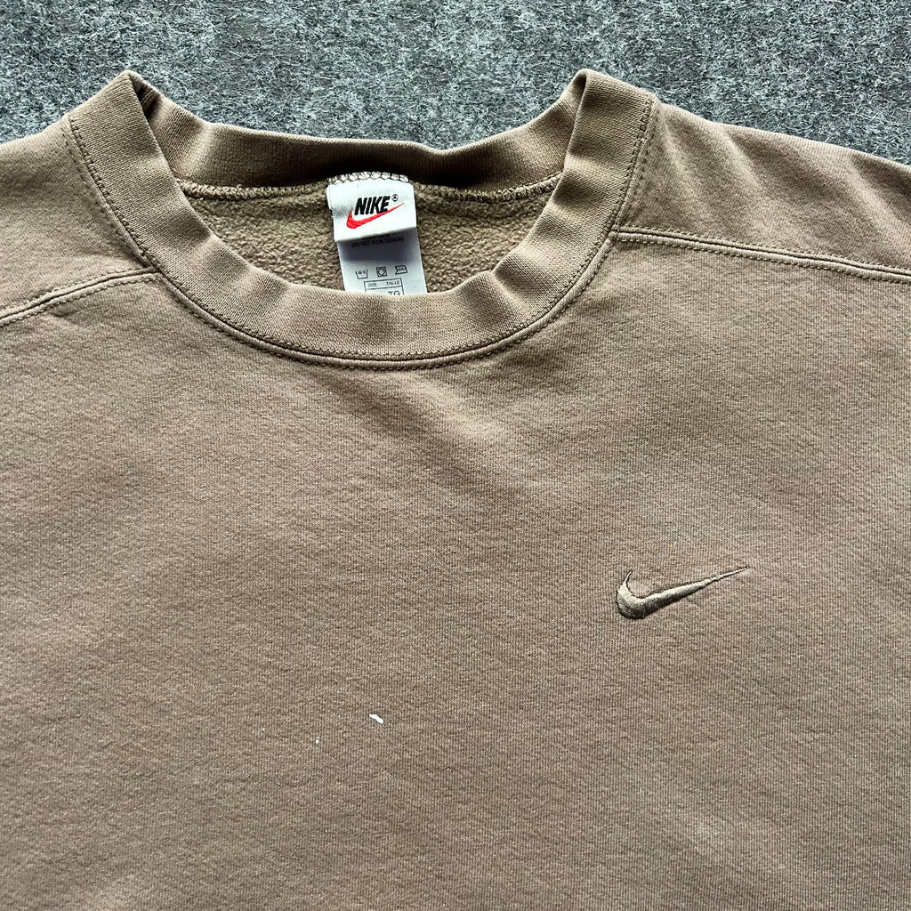 Vintage Paint Splattered Beige Nike Swoosh Crewneck