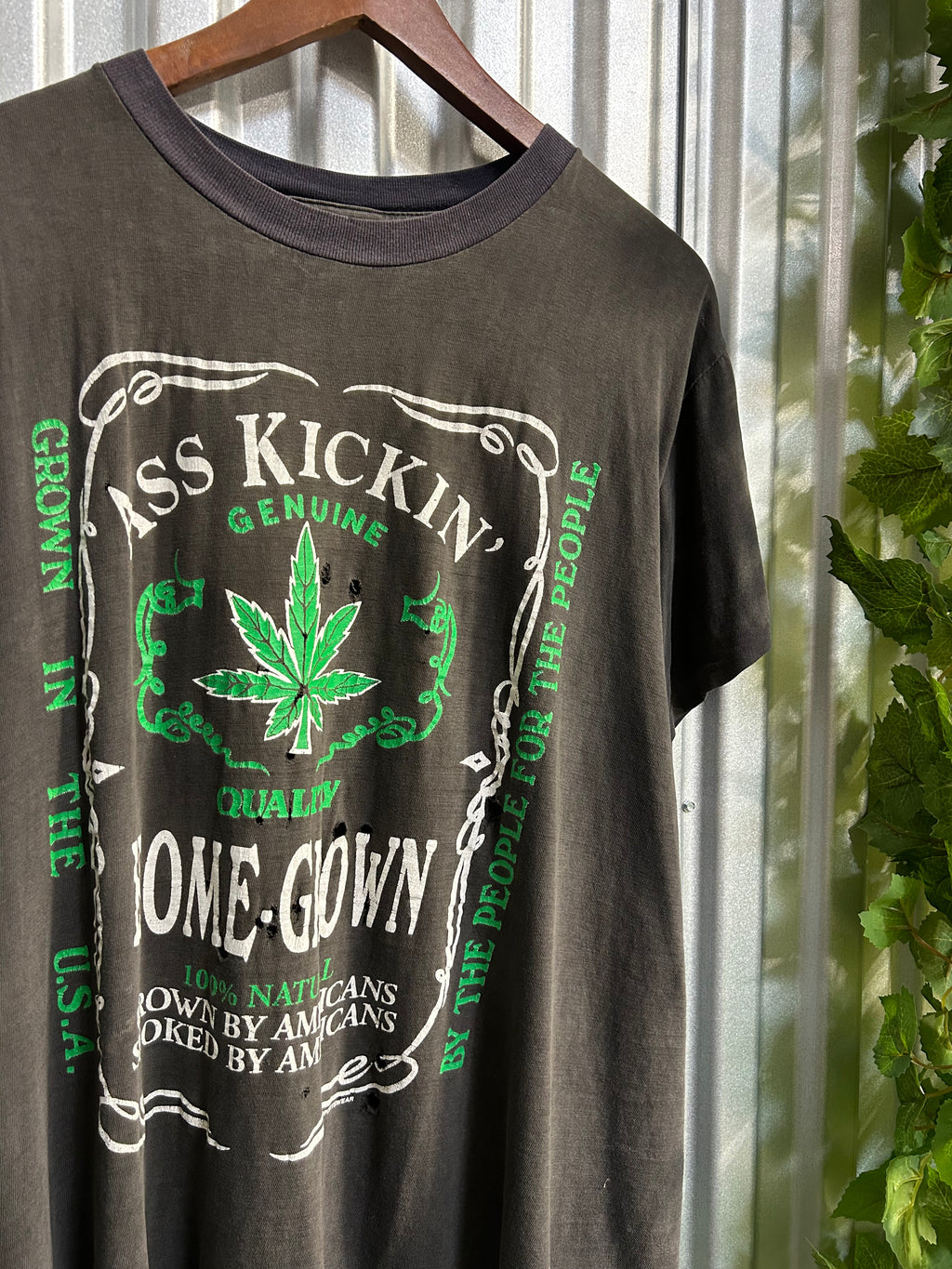 Vintage Ass Kickin Home Grown Distressed T-shirt - Size Large
