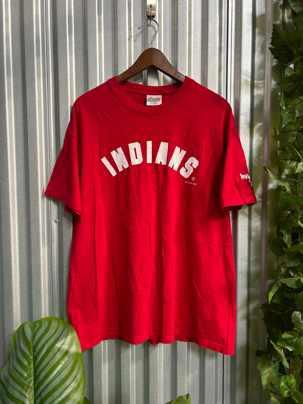Vintage Cleveland Indians Red Spell-out T-shirt - Size XL
