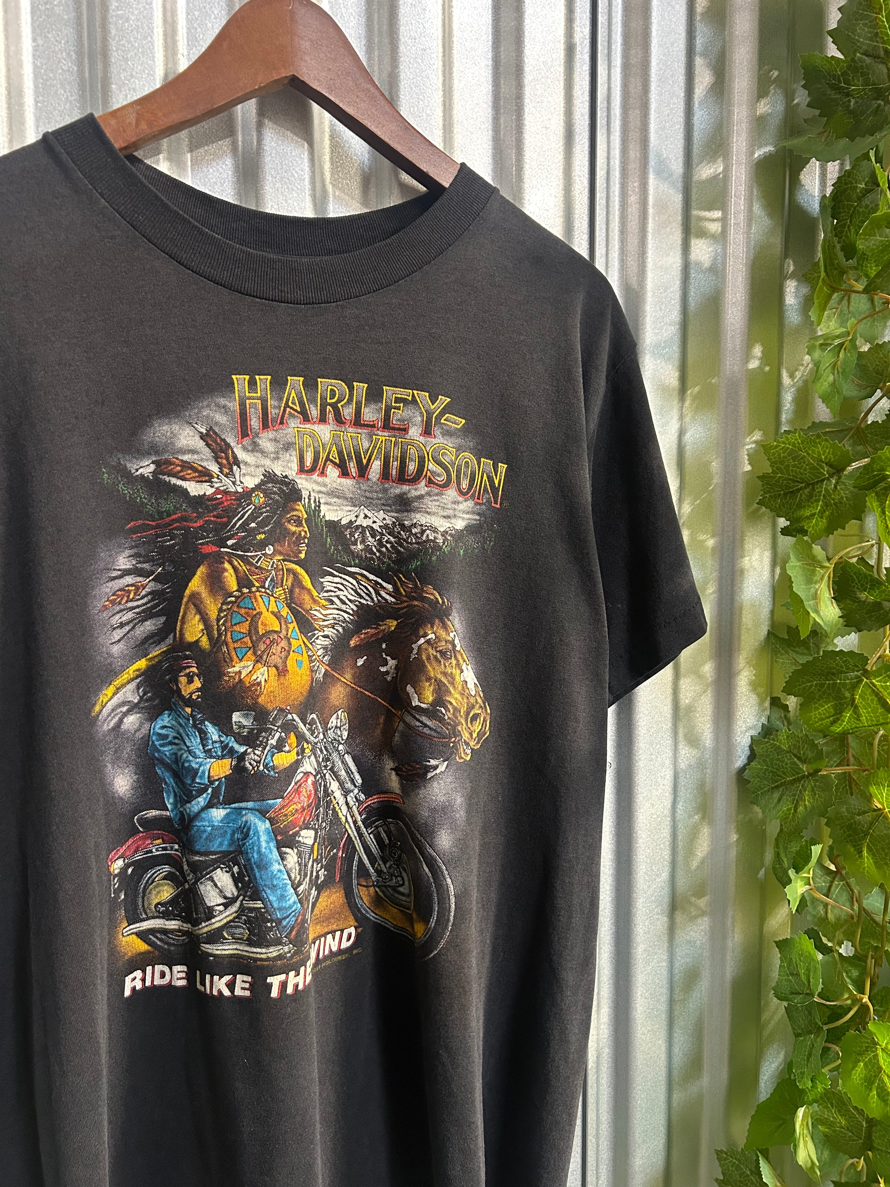 Vintage Harley Davidson Ride Like The Wind T-shirt -Size Large