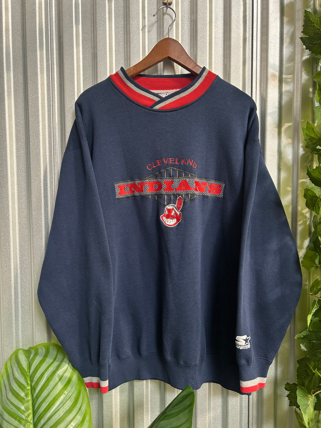 Vintage Cleveland Indians Starter Embroidered Crewneck- Size XL
