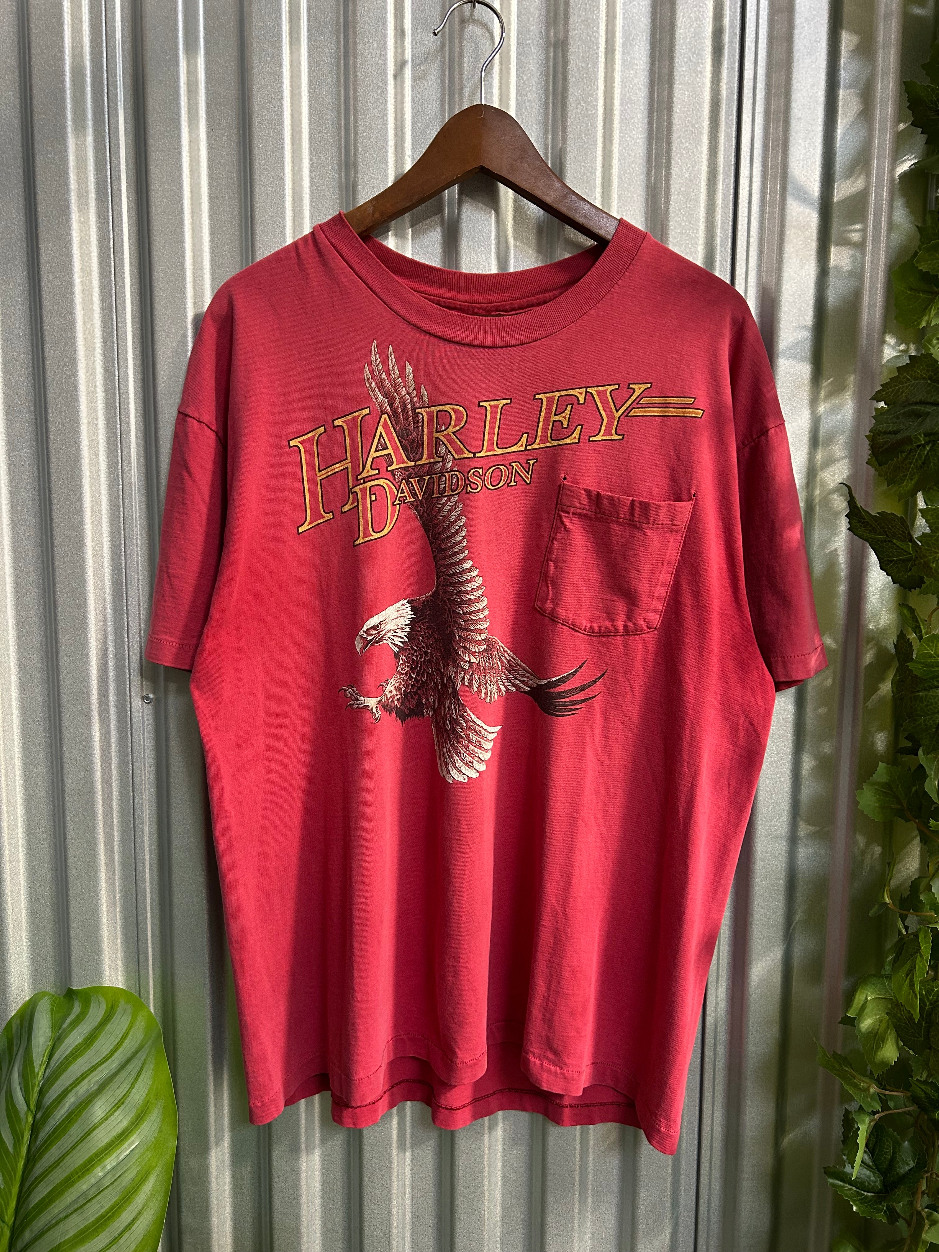 Vintage Harley Davidson Red Eagle Pocket T-shirt - Size Xl