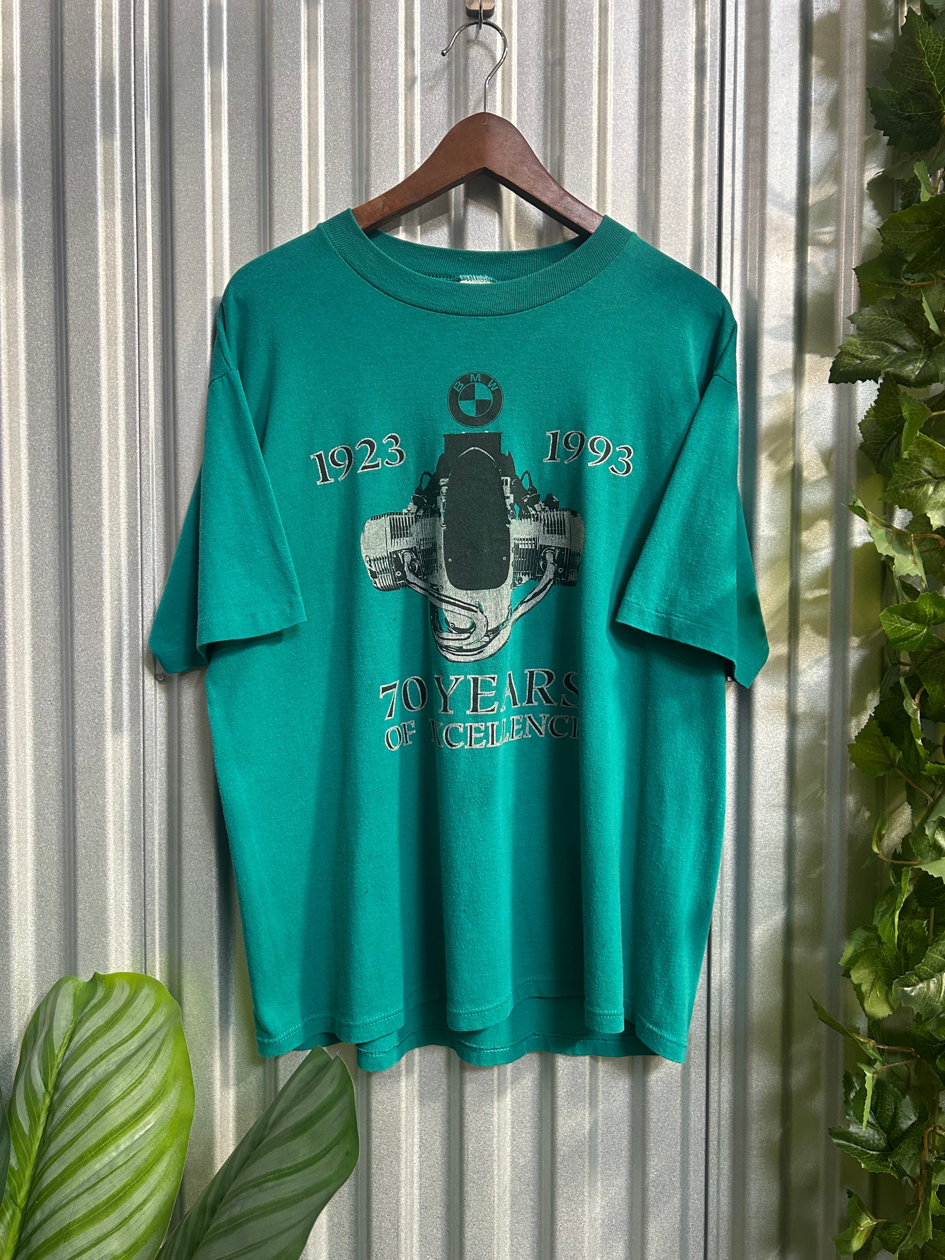 Vintage All Seasons BMW Motorcycles 70 Years of Excellence T-shirt - Size Xl