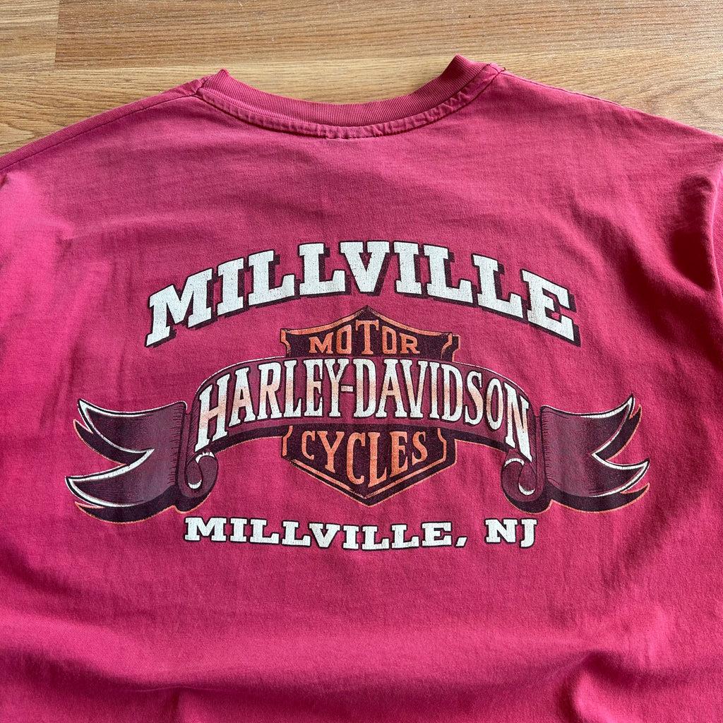 Vintage Harley Davidson Faded Red Eagle Pocket T-shirt - Size XL