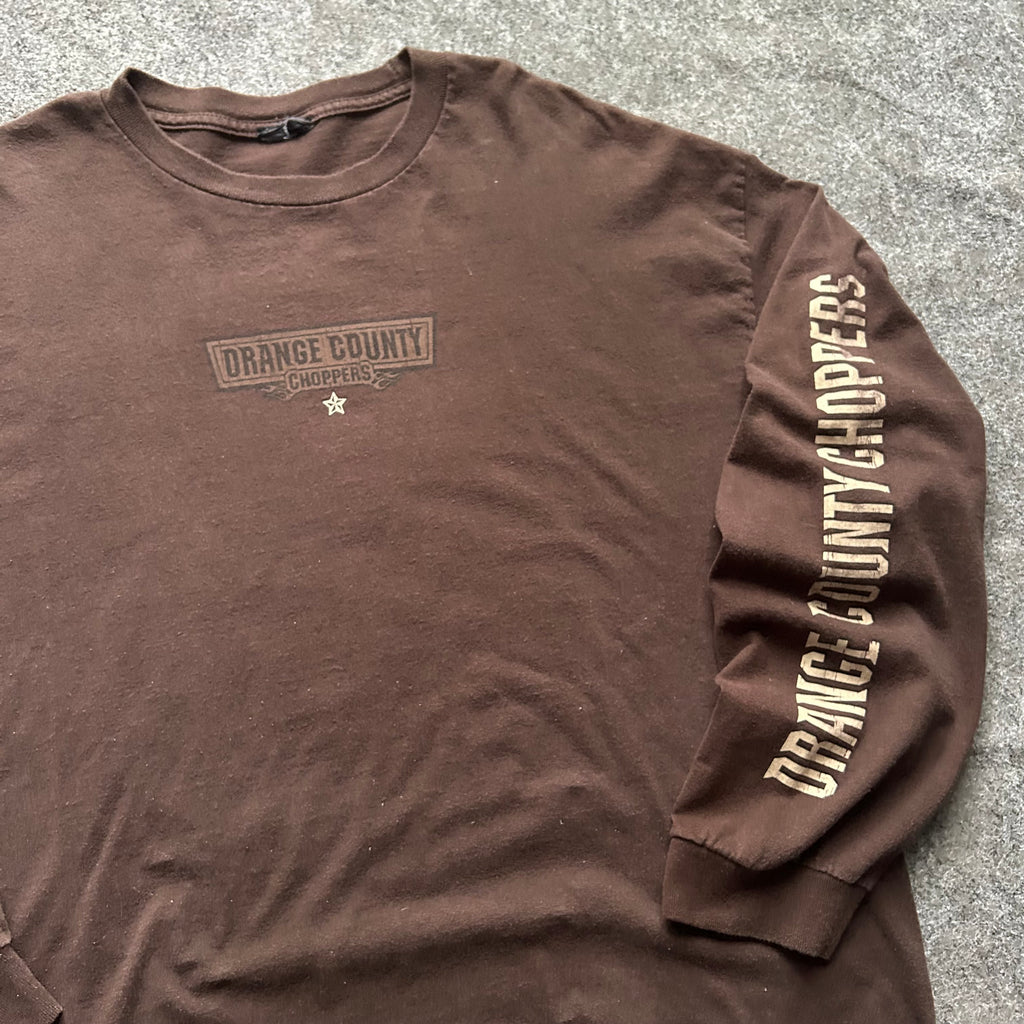 Vintage Orange County Choppers Brown Spell Out Long Sleeve Shirt