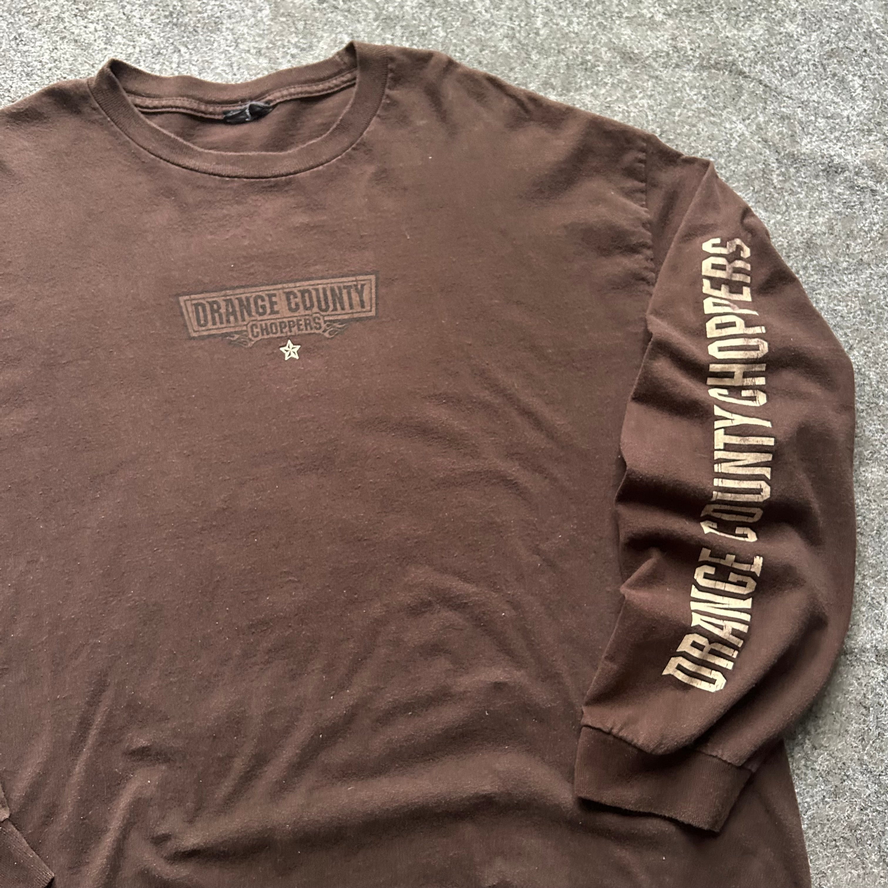 Vintage Orange County Choppers Brown Spell Out Long Sleeve Shirt